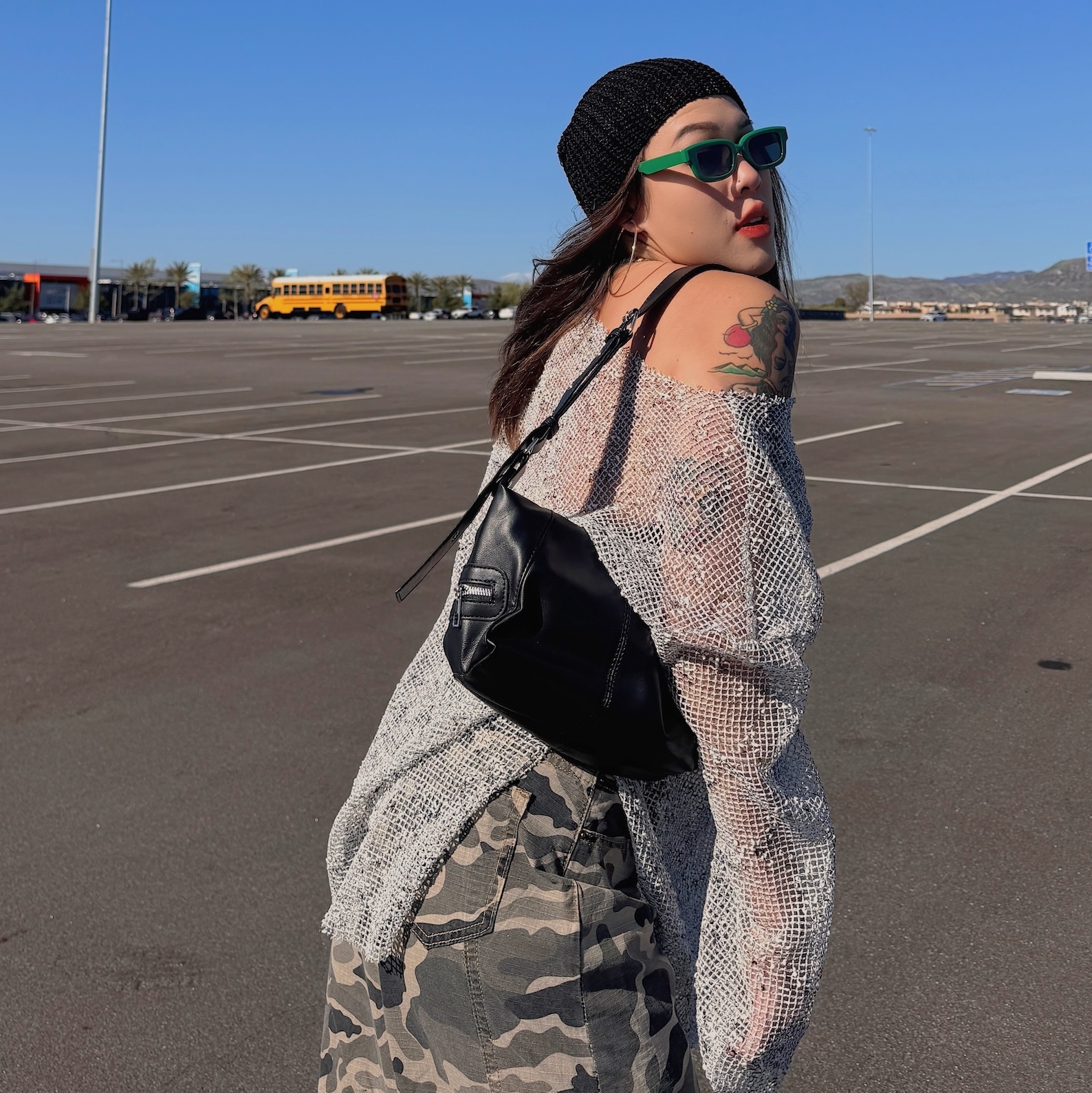 霧銀破壞感針織寬鬆Tee