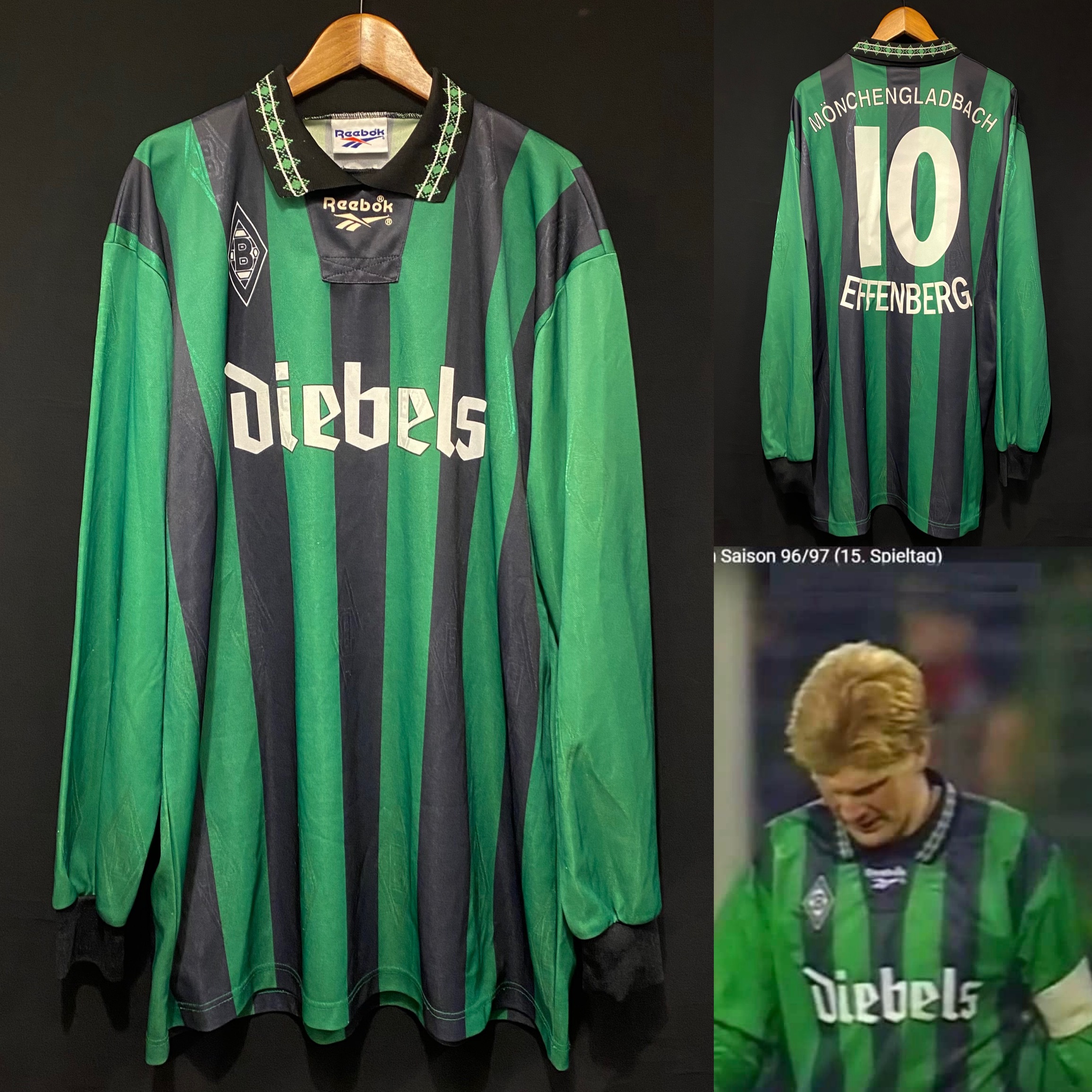 Borussia Monchengladbach 1995-1996 Reebok L/S Away Shirt #10 EFFENBERG
