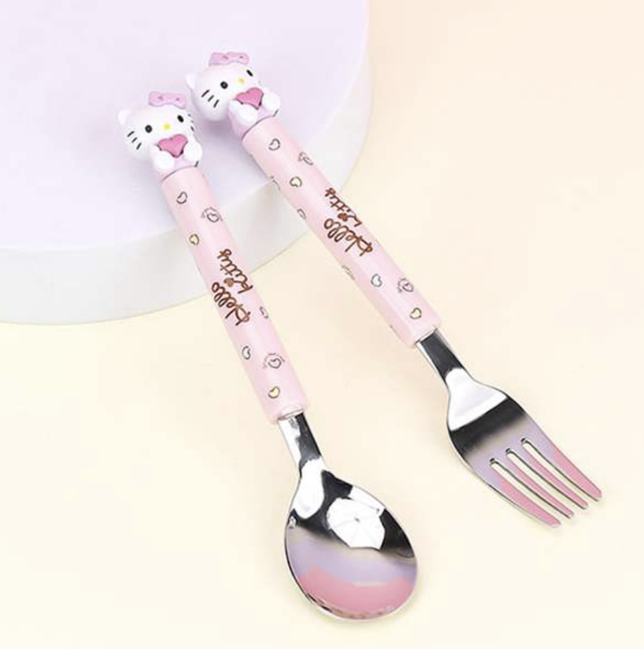 韓國 Hello Kitty 立體公仔不鏽鋼叉匙組