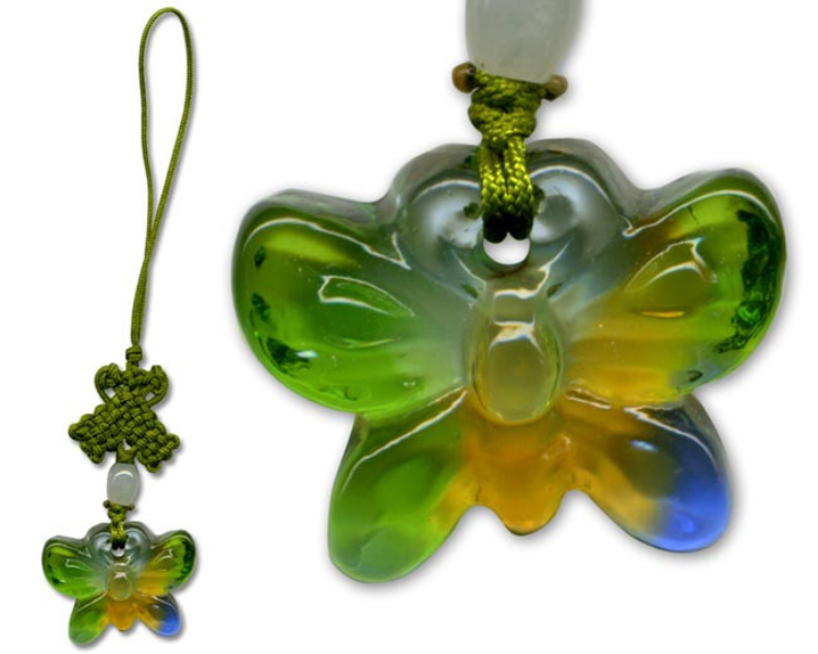 鹿港窯水晶琉璃|蝴蝶小吊飾 吉祥飛舞福運綿延喜迎好運