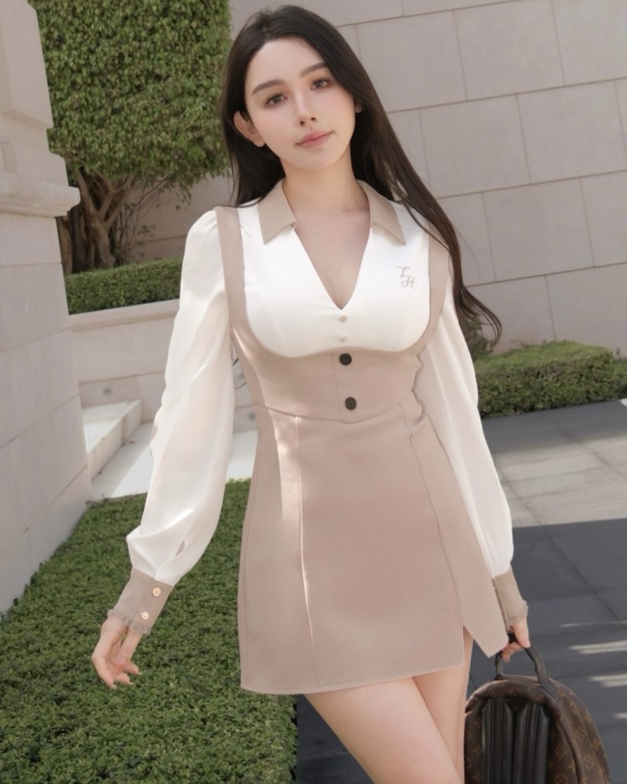 訂製-經典吊帶合身褲裙