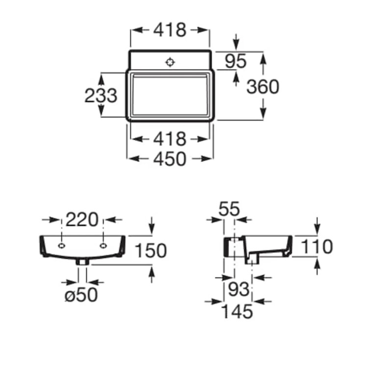 Roca "Tura" 327690000 Wallhung basin without overflow