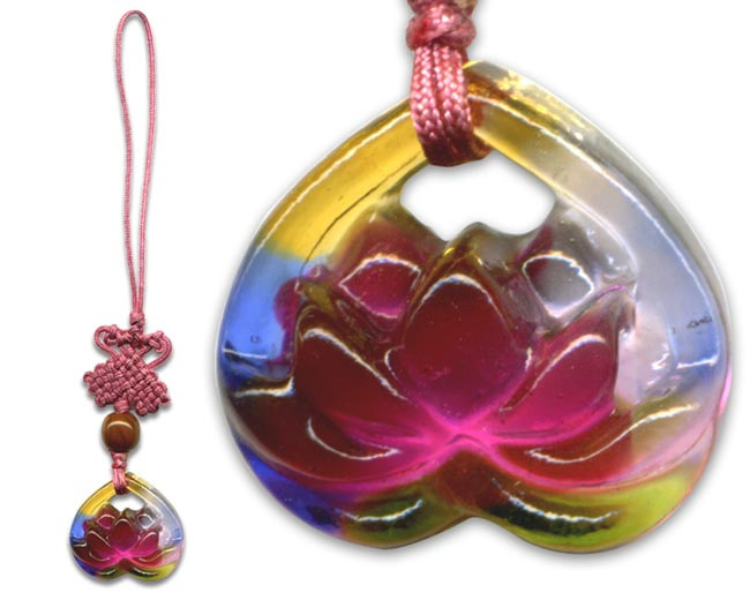 鹿港窯水晶琉璃|荷花小吊飾 出淤泥而不染吉祥如意開運納福