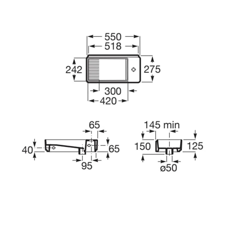 Roca "Tura" 327692000 Wallhung basin without overflow