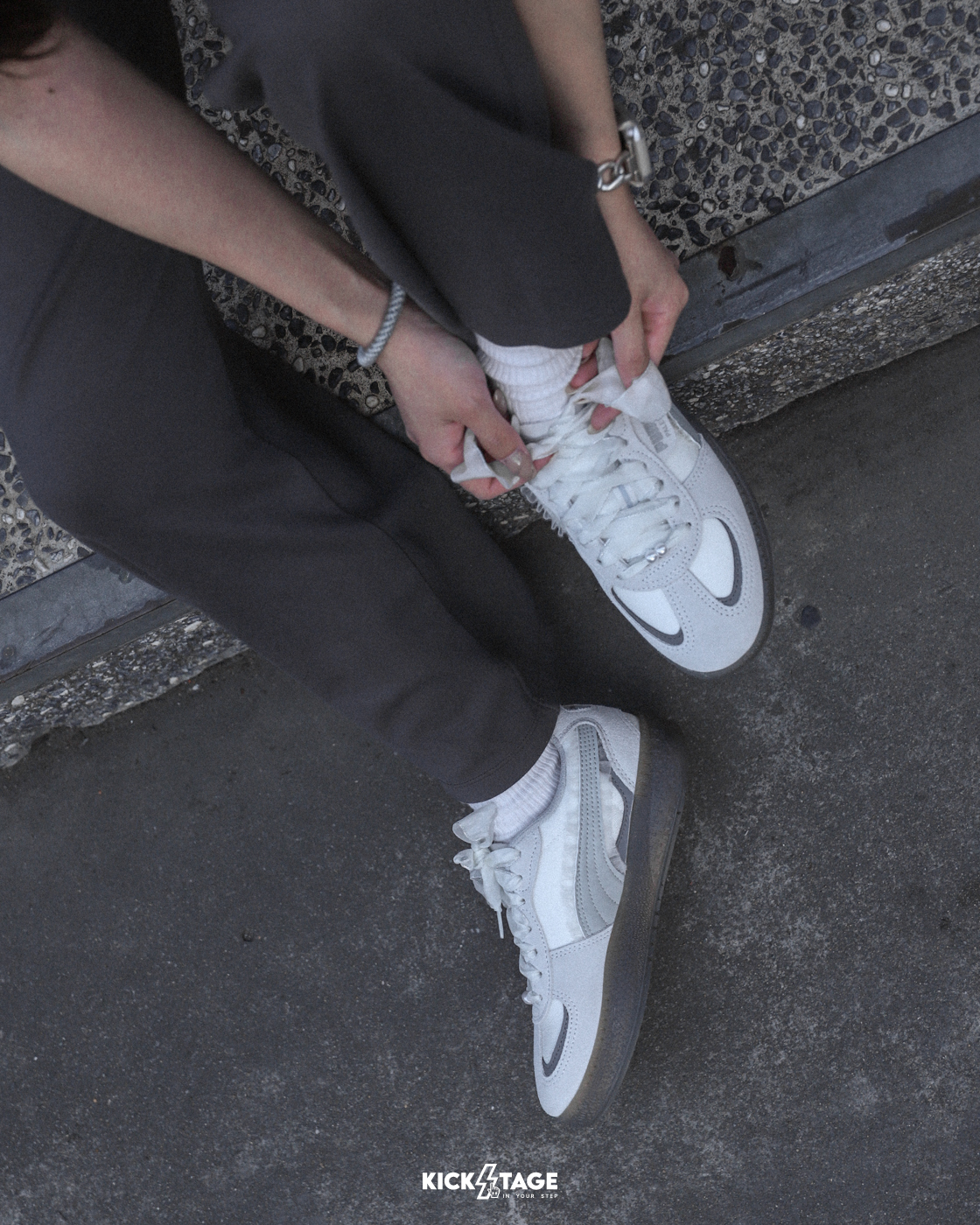 女鞋 PUMA Palermo Moda Glam Athletics Wn 迷霧灰 珍珠 蕾絲 花邊 麂皮 復古 德訓鞋 休閒鞋【401286-01】