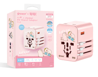 （2026新年限時優惠）XPower x 罐頭豬LuLu🐷TA3B 25W TYPE-C快充旅行充電轉插