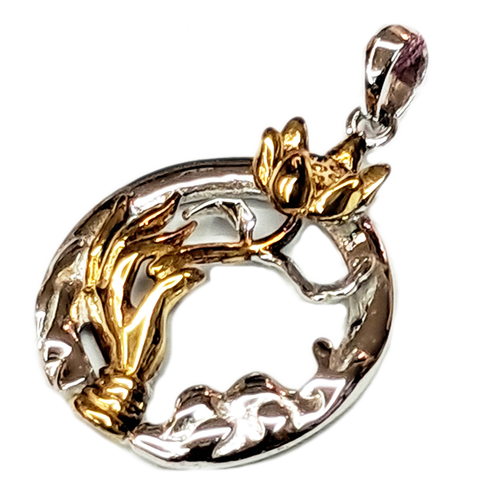 手持莲花镀黄金{925純銀}墜飾【十方】149188