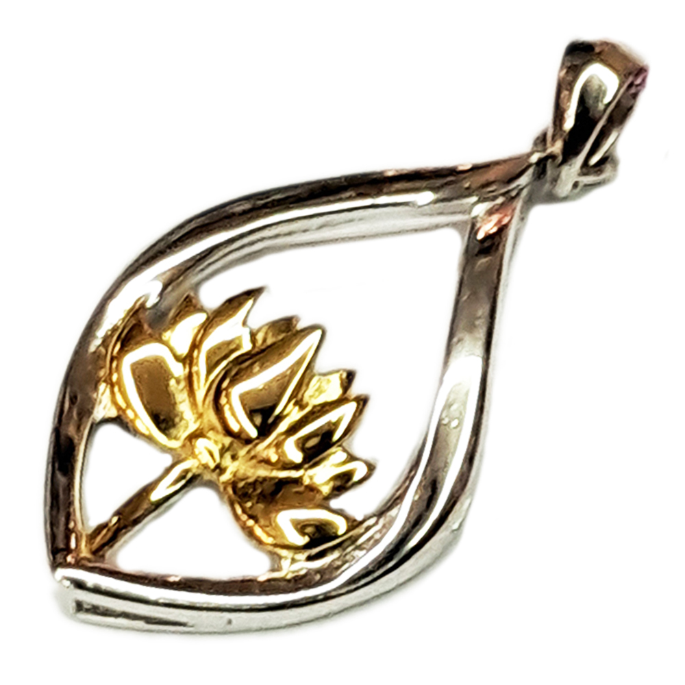 鍍黄金蓮花水滴形{925純銀}墜飾【十方】149189