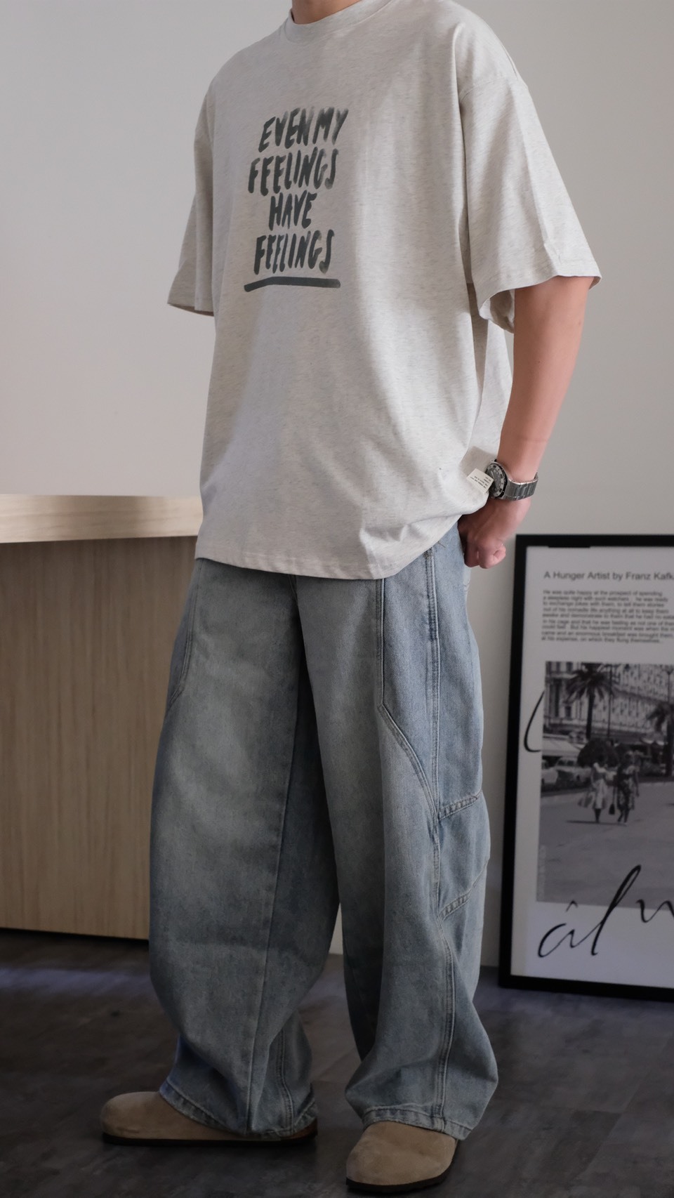 售完不補 NJ150 韓系 水洗 解構拼接設計 彎刀褲