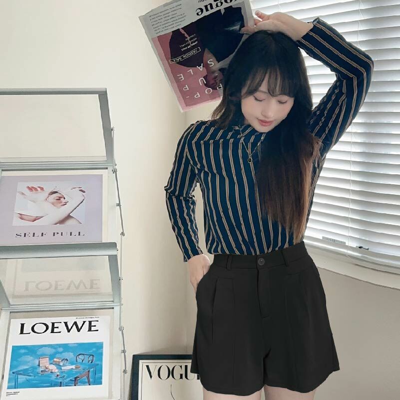 女款｜斜袋雙褶豆腐褲-黑色