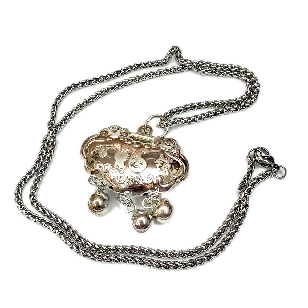 長命百歲 {925純銀}百福鎖墜飾&鈦鋼項鍊【十方】146219