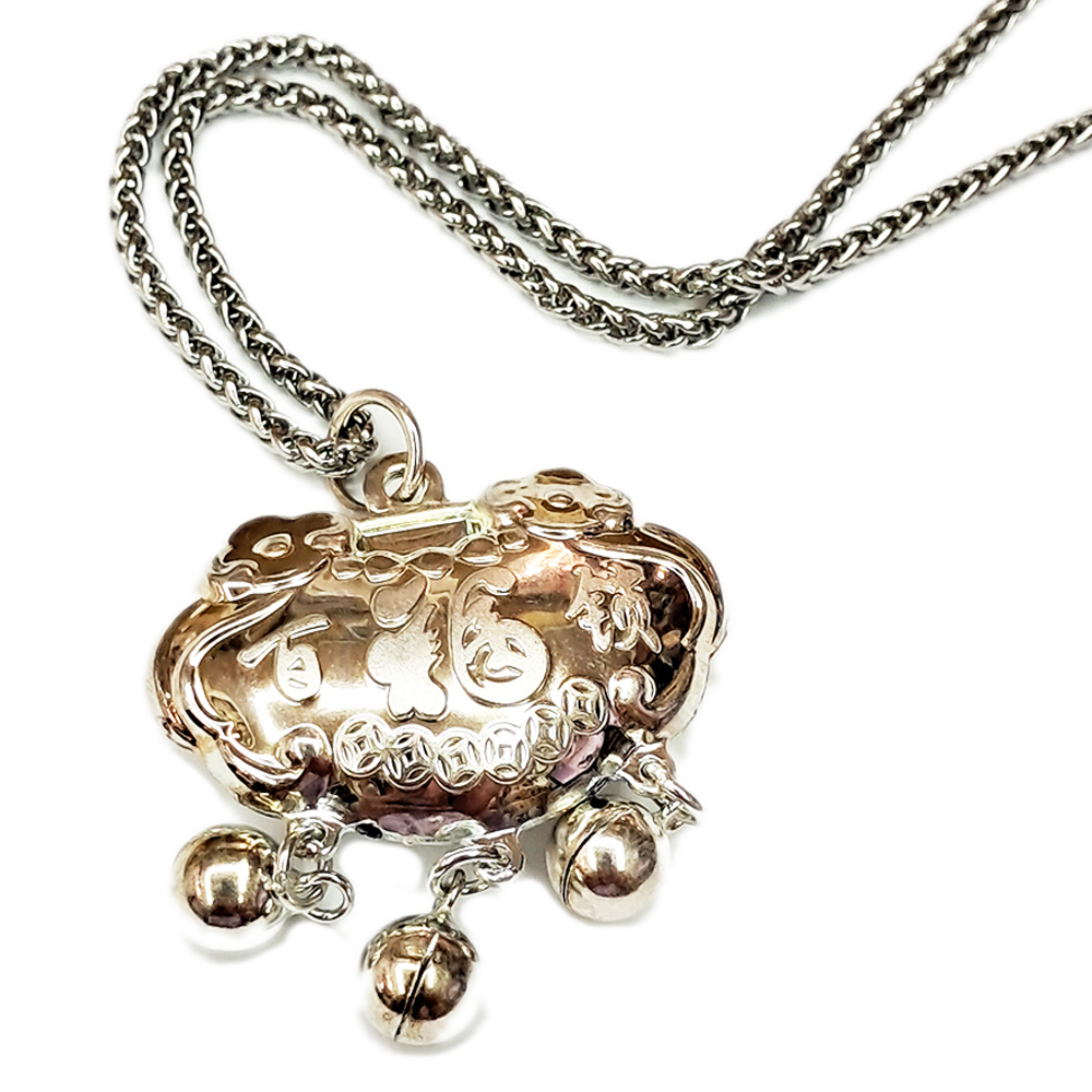 長命百歲 {925純銀}百福鎖墜飾&鈦鋼項鍊【十方】146219