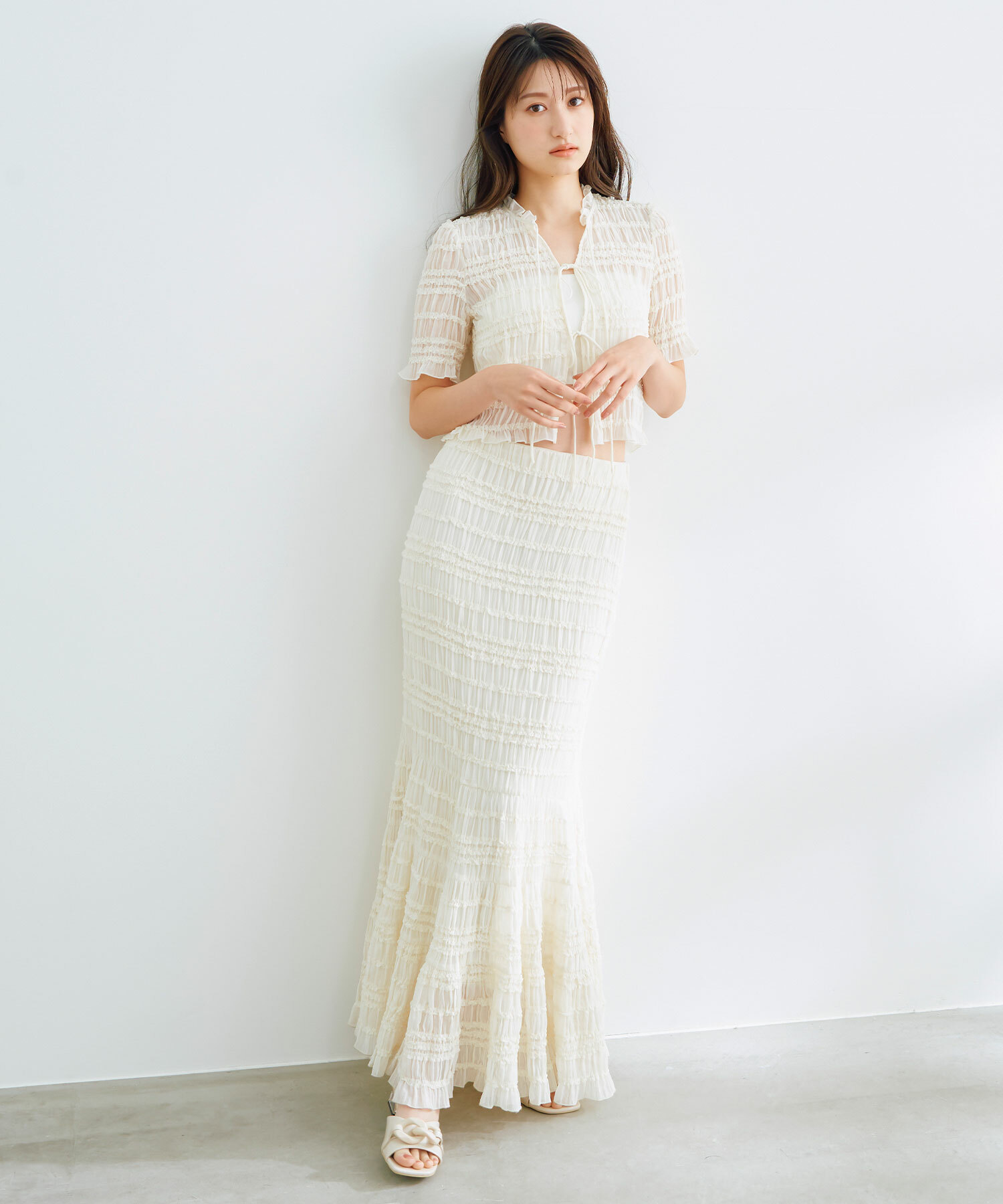 [現貨優惠] COCO DEAL 雪紡褶皺荷葉邊魚尾裙