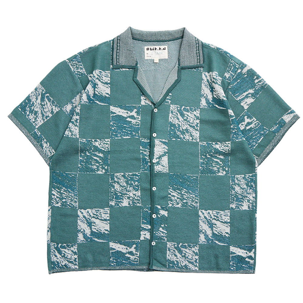 Marble at Mt. Qilai Short-sleeves Knit Shirt Turquoise