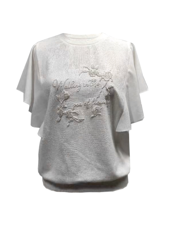 BC1EC325A1 刺繡飄袖上衣