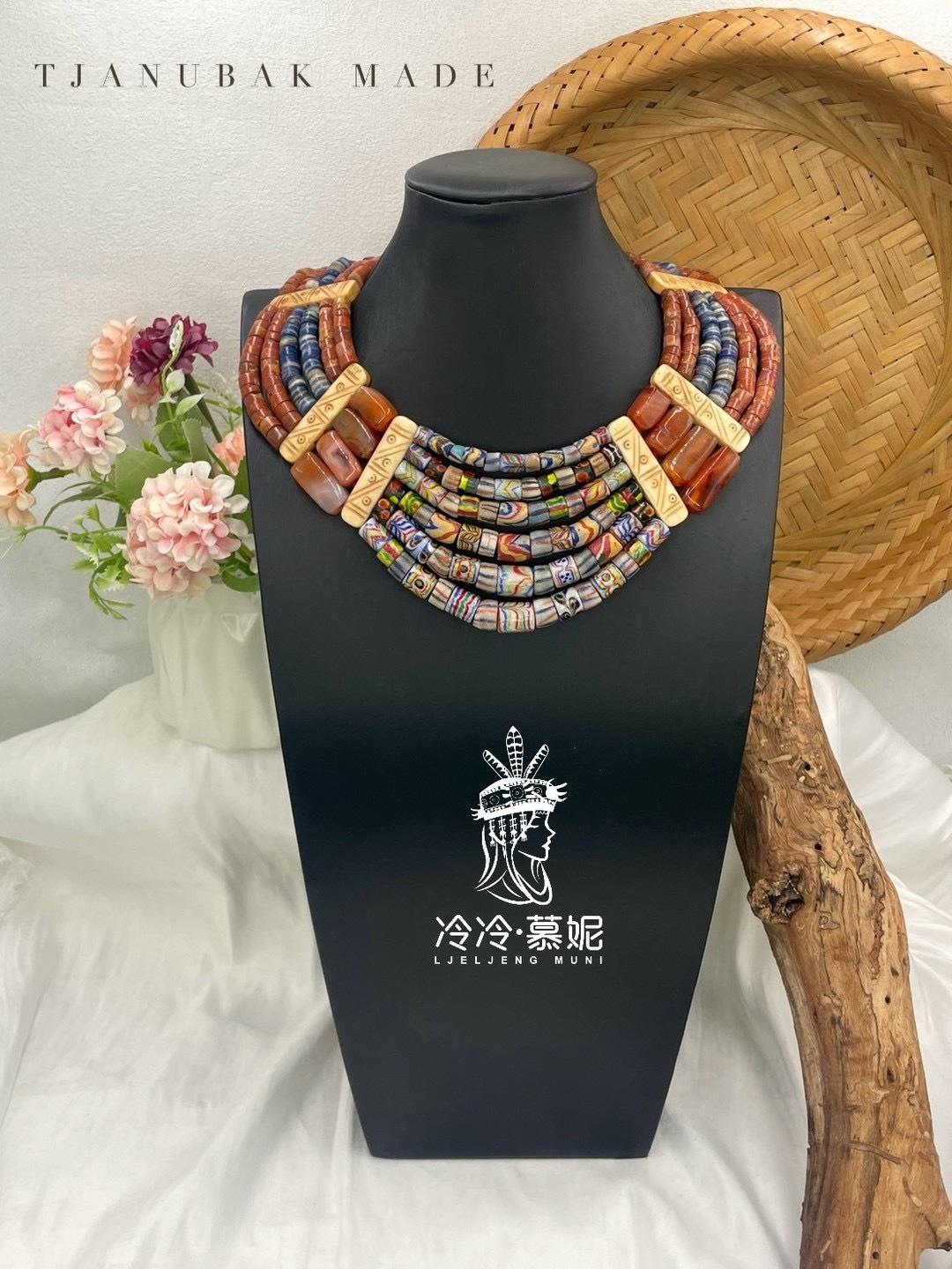 W-No.44傳統花珠六排複串短鍊44cm