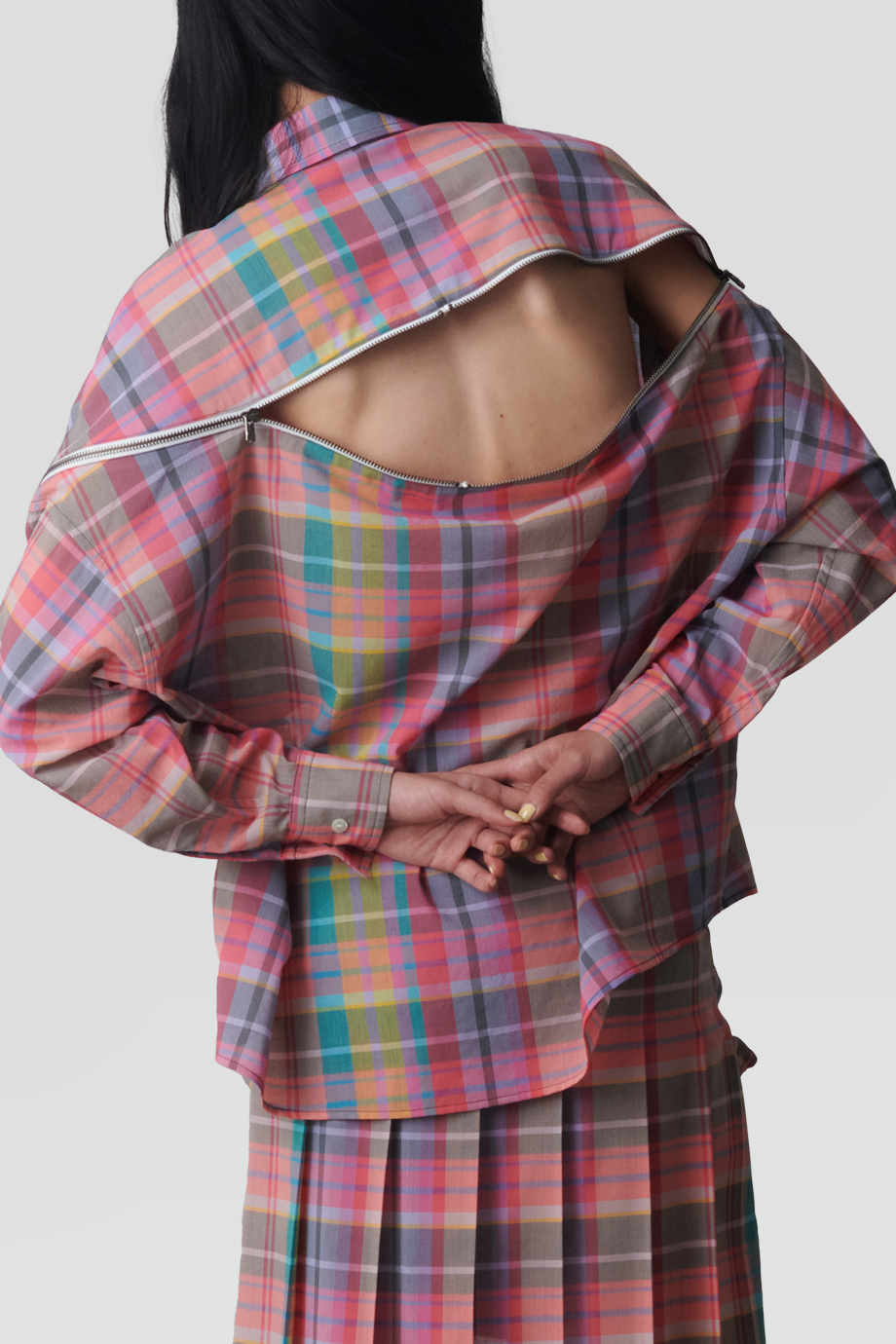 FACETASM｜MADRAS 格紋拉鏈拼接襯衫