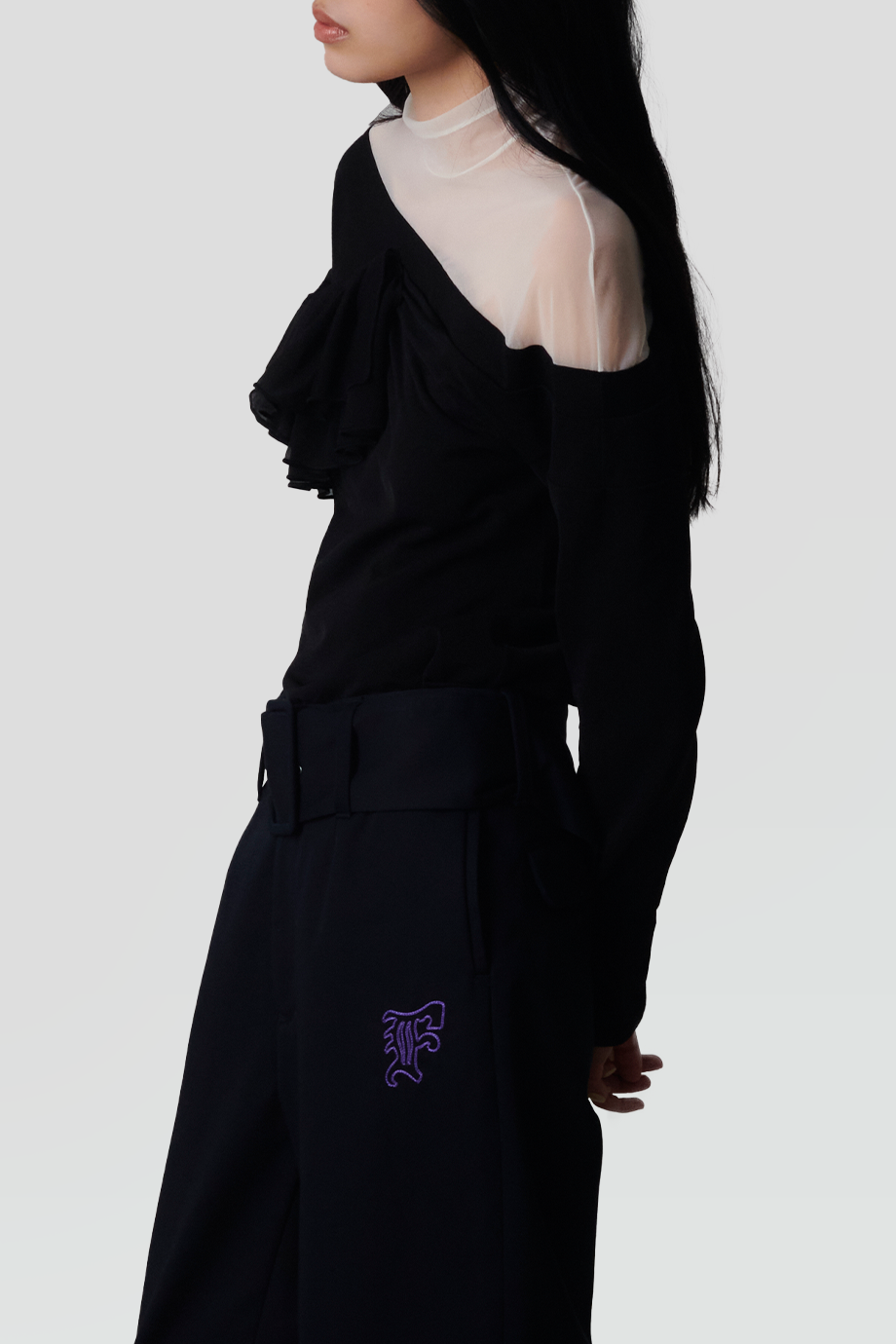 FACETASM｜LAYERED 荷葉邊薄紗拼接長袖上衣