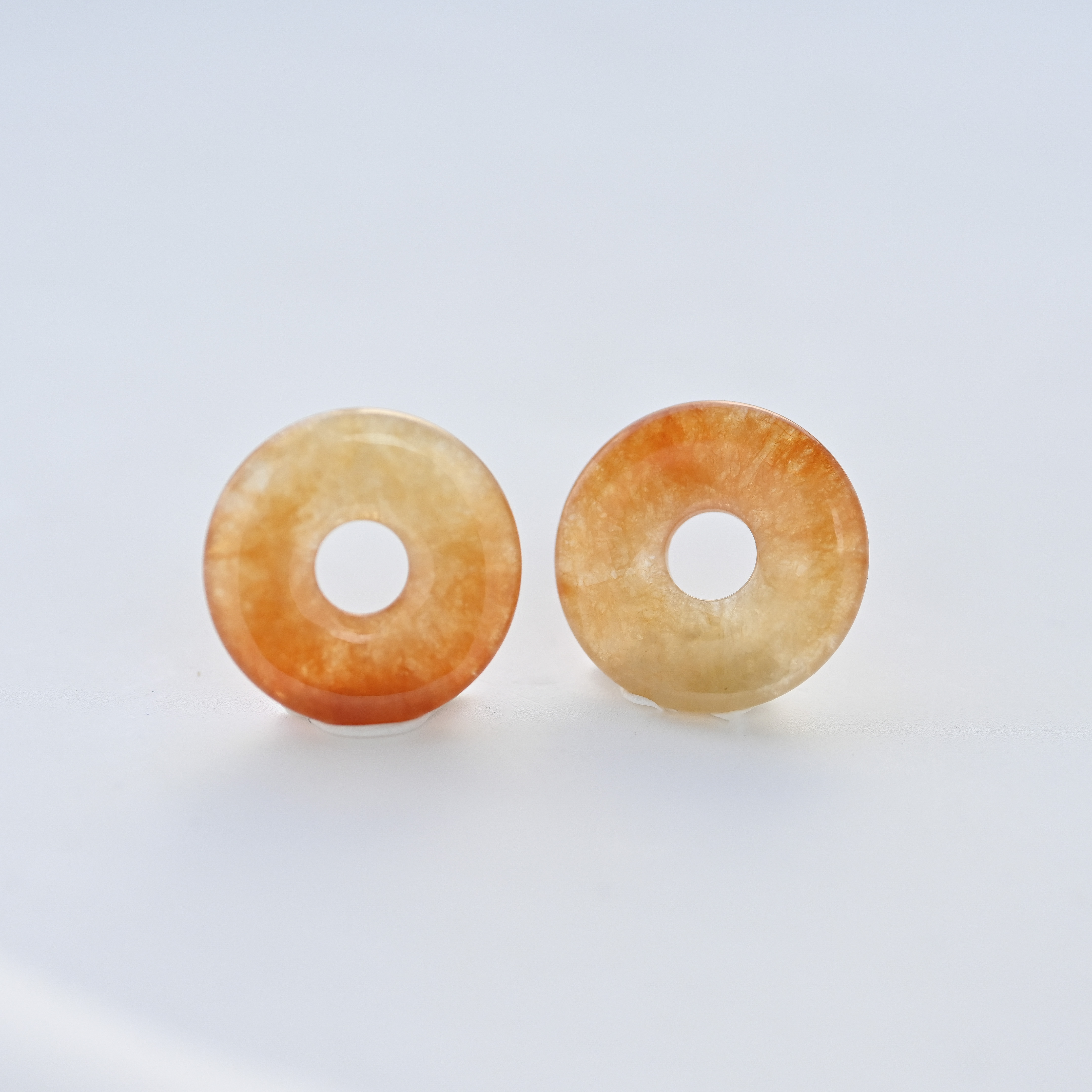 14mm 平安扣 Yellow Natural jade ( Grade A) （Pair)