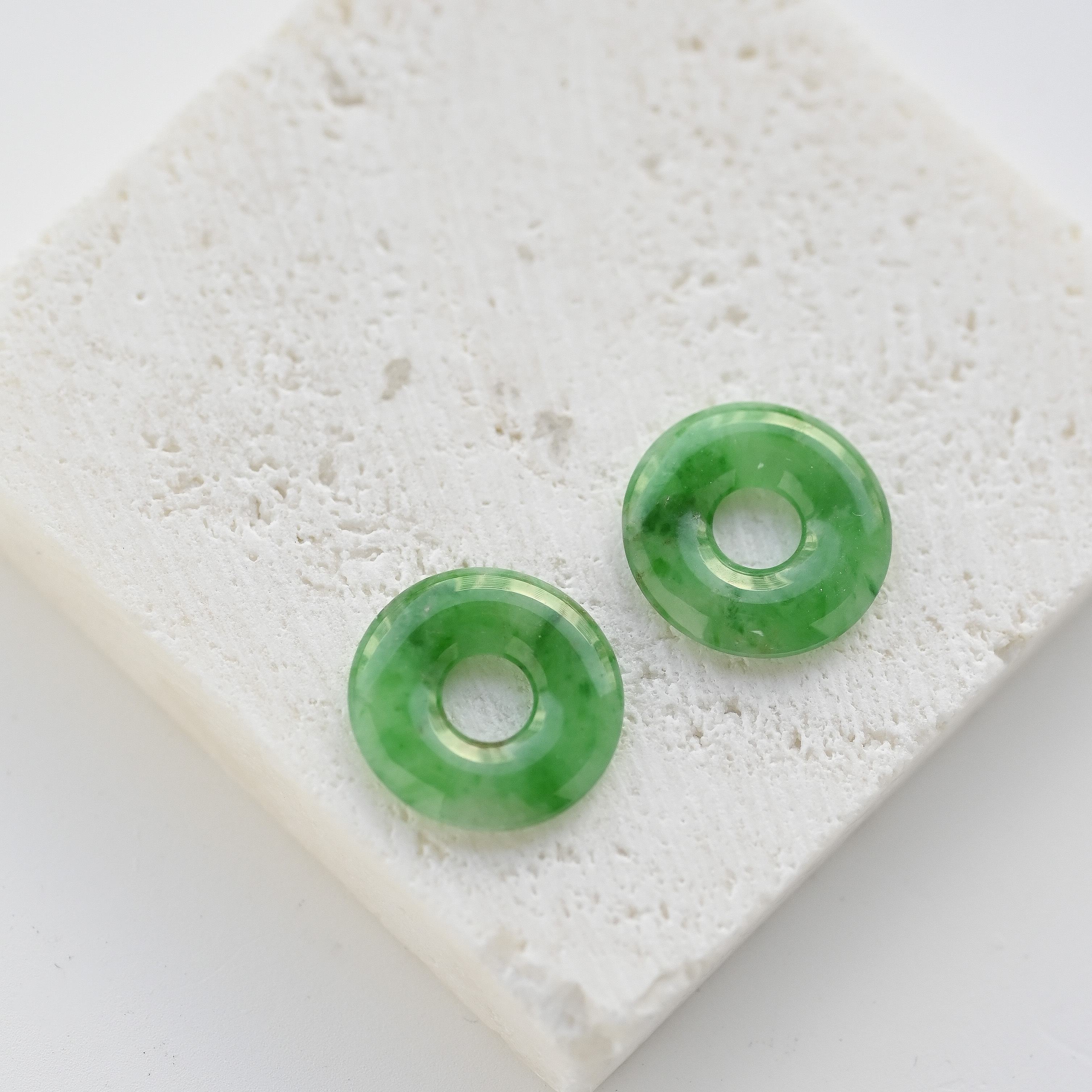 13mm Peace Buckle Natural jade ( Grade A) ( Pair）