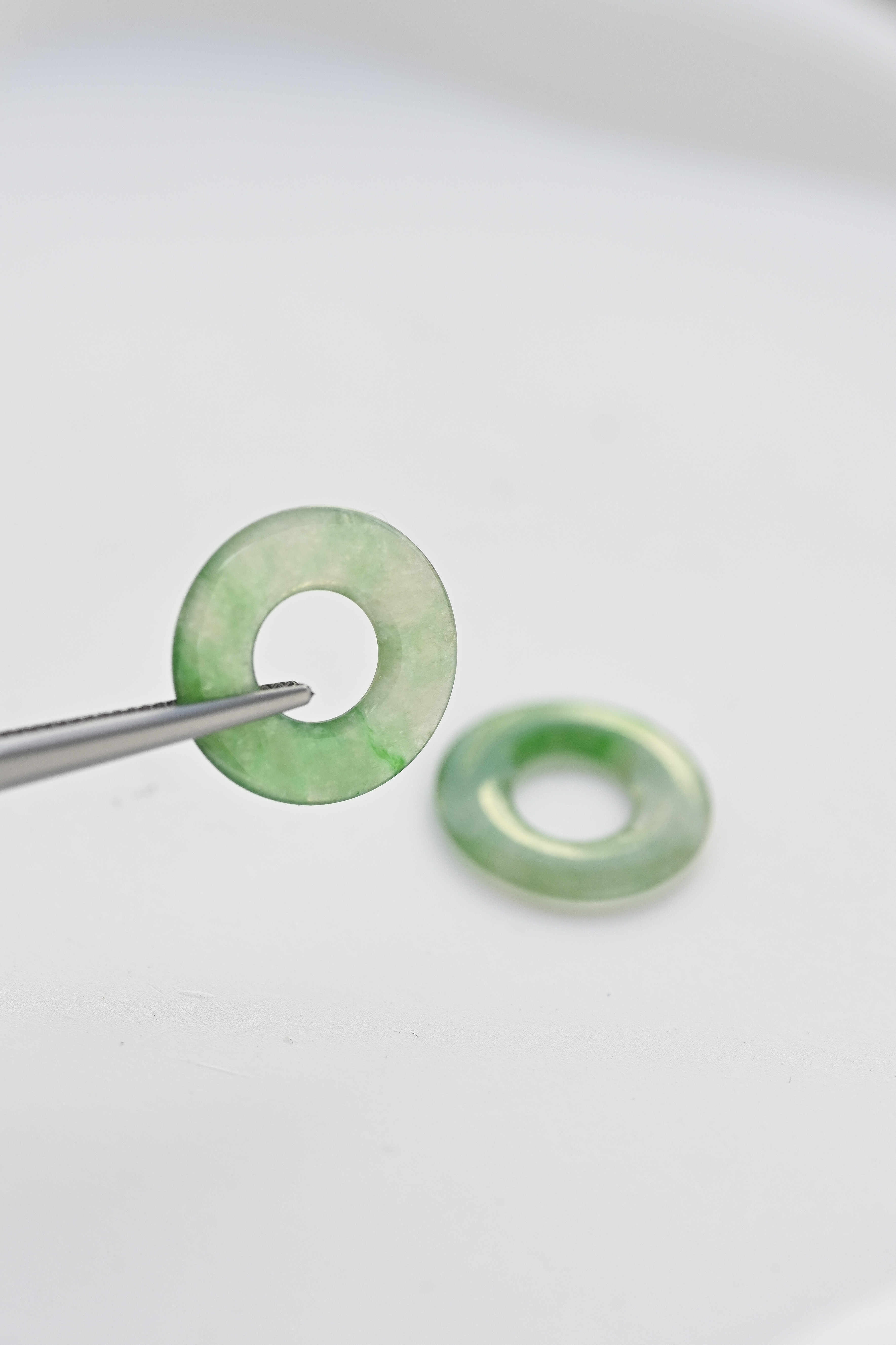 17.6 mm Peace Buckle Natural jade ( Grade A) （Pair)