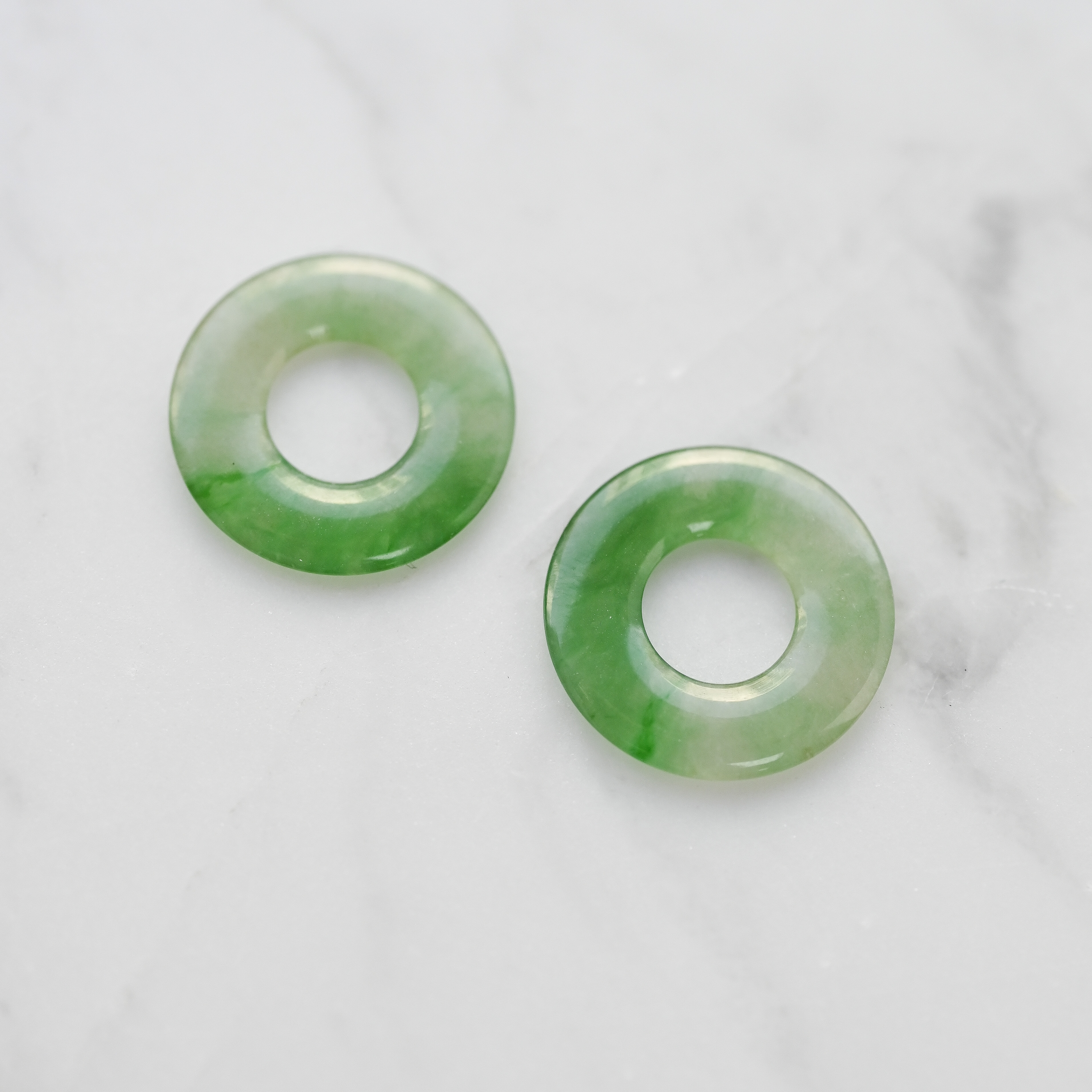 17.6 mm Peace Buckle Natural jade ( Grade A) （Pair)