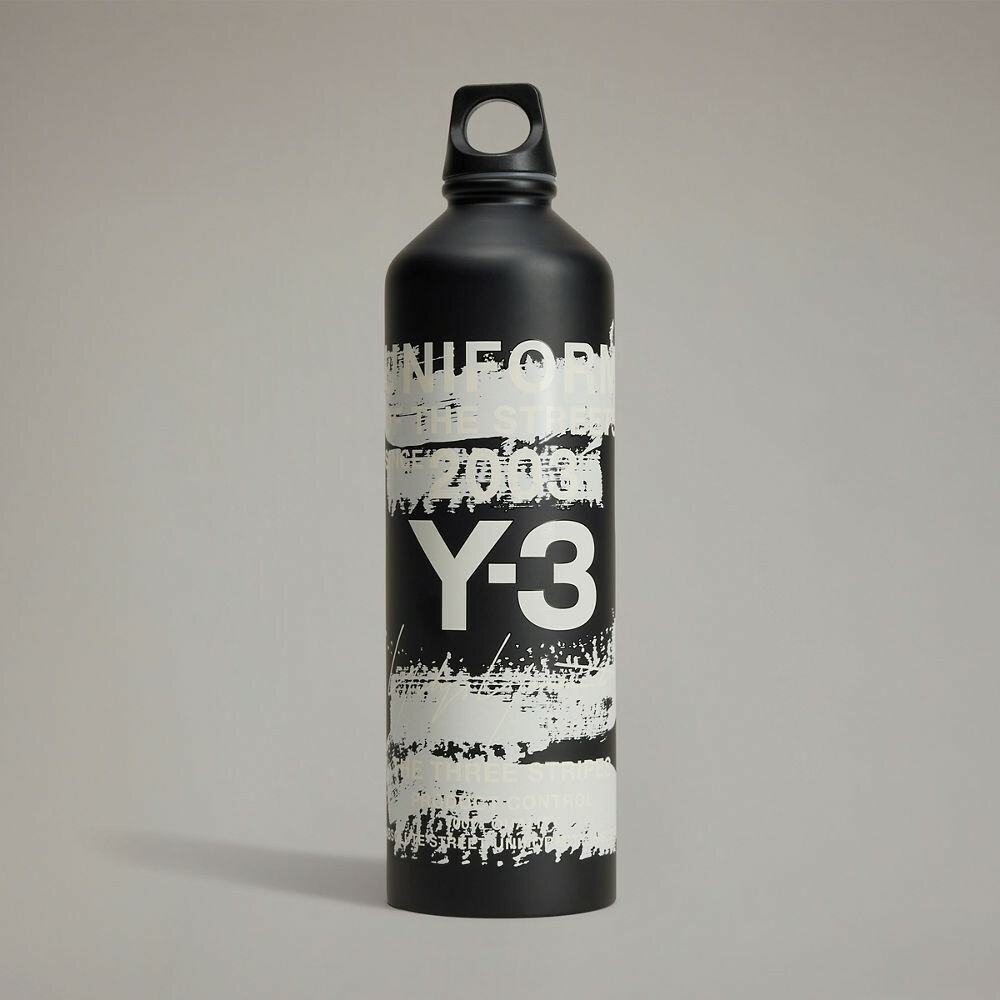 【 Y-3 BOTTLE 筆觸圖案不銹鋼水壺 - 黑 】