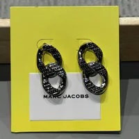 [S] MARC JACOBS LIGHT ANTIQUE SILVER 2F3JER00IJ28-029 THE MONOGRAM CHAIN LINK DANGLE EARRINGS, 196611095129 (SMJ464)