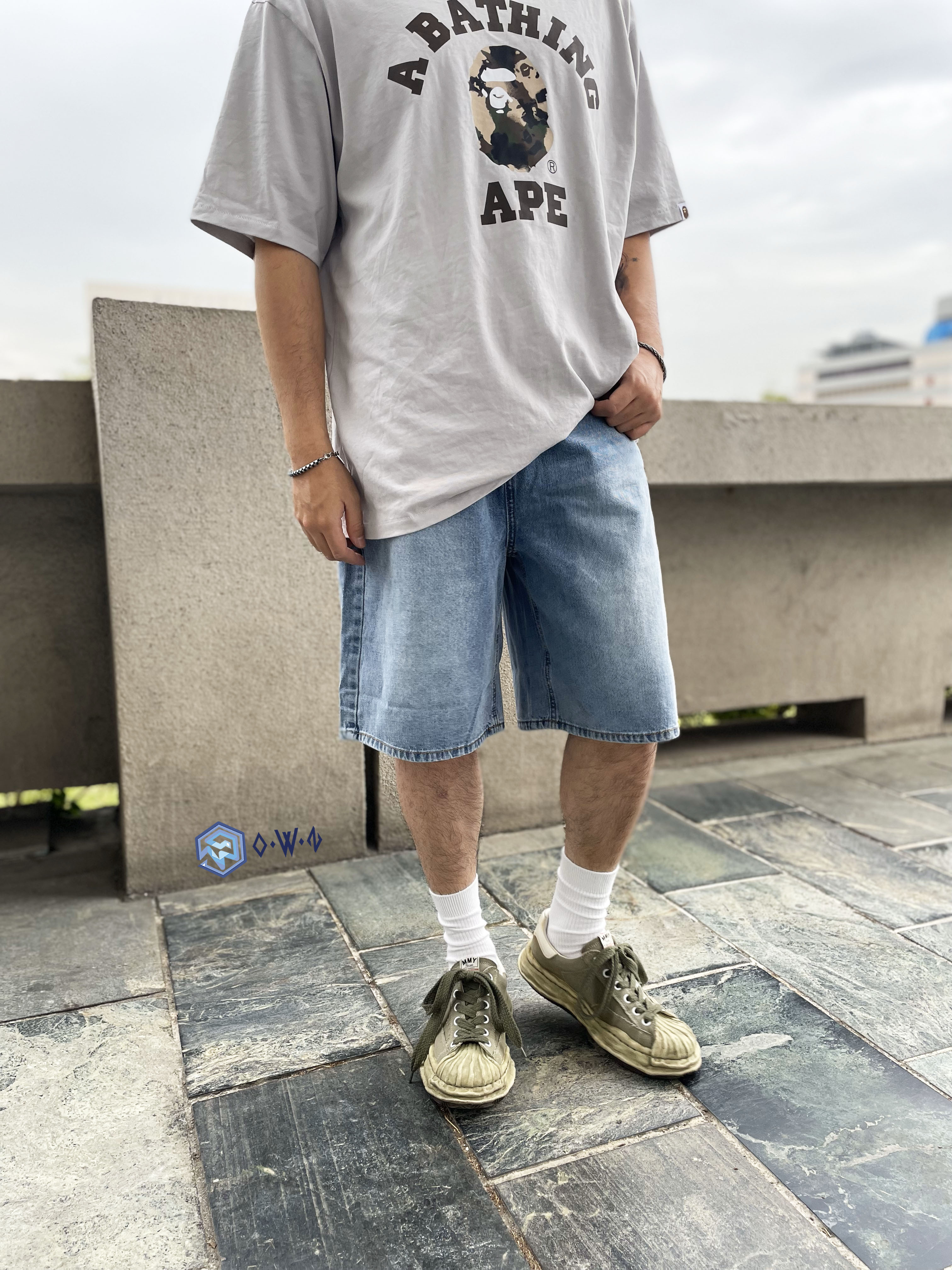 【OWN】TOFFEE 休閒 牛仔 寬褲 短褲 單寧 夏天 必備 不分男女 藍色 黑灰