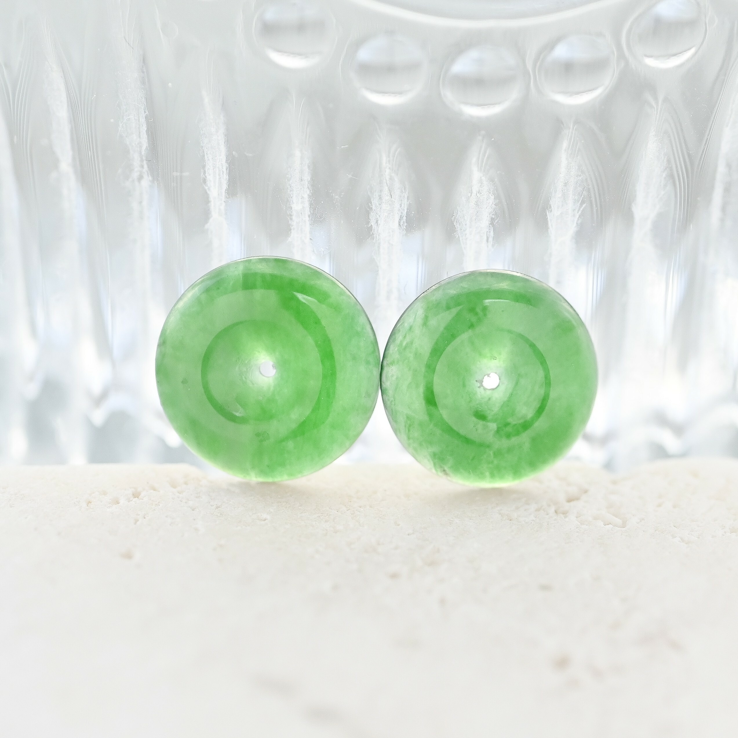 11.7mm Donut Natural jade ( Grade A) （Pair)