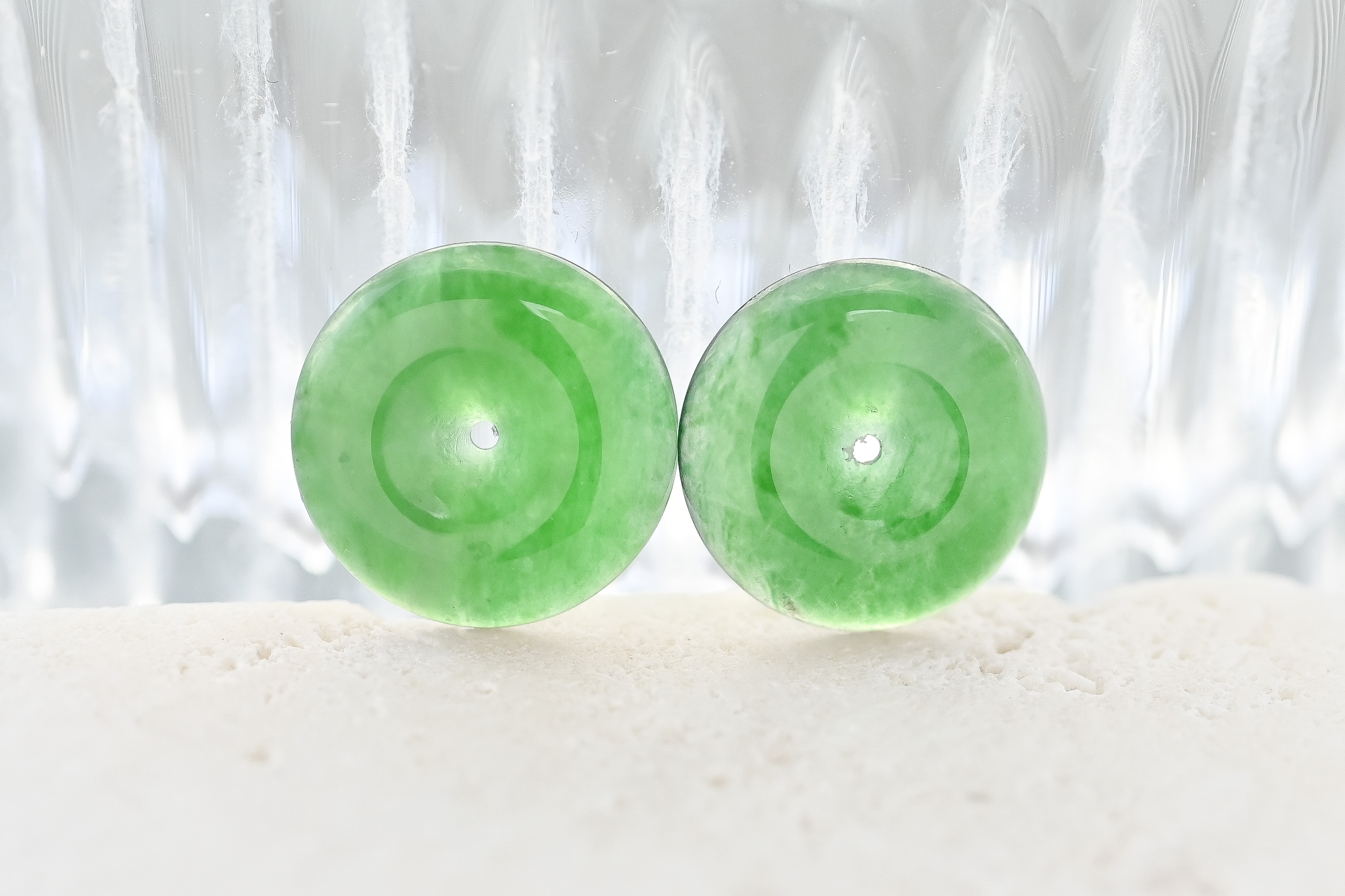 11.7mm Donut Natural jade ( Grade A) （Pair)