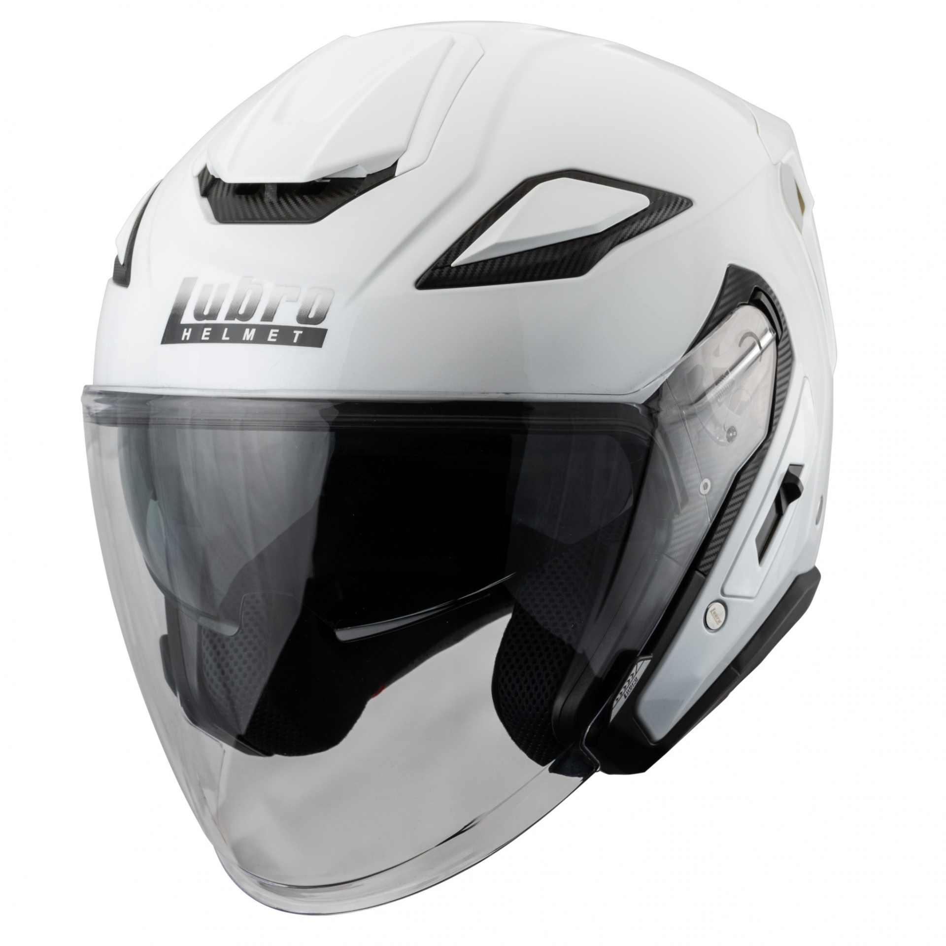 LUBRO GT TECH 珍珠白 素色 內墨片 四分之三罩式帽款