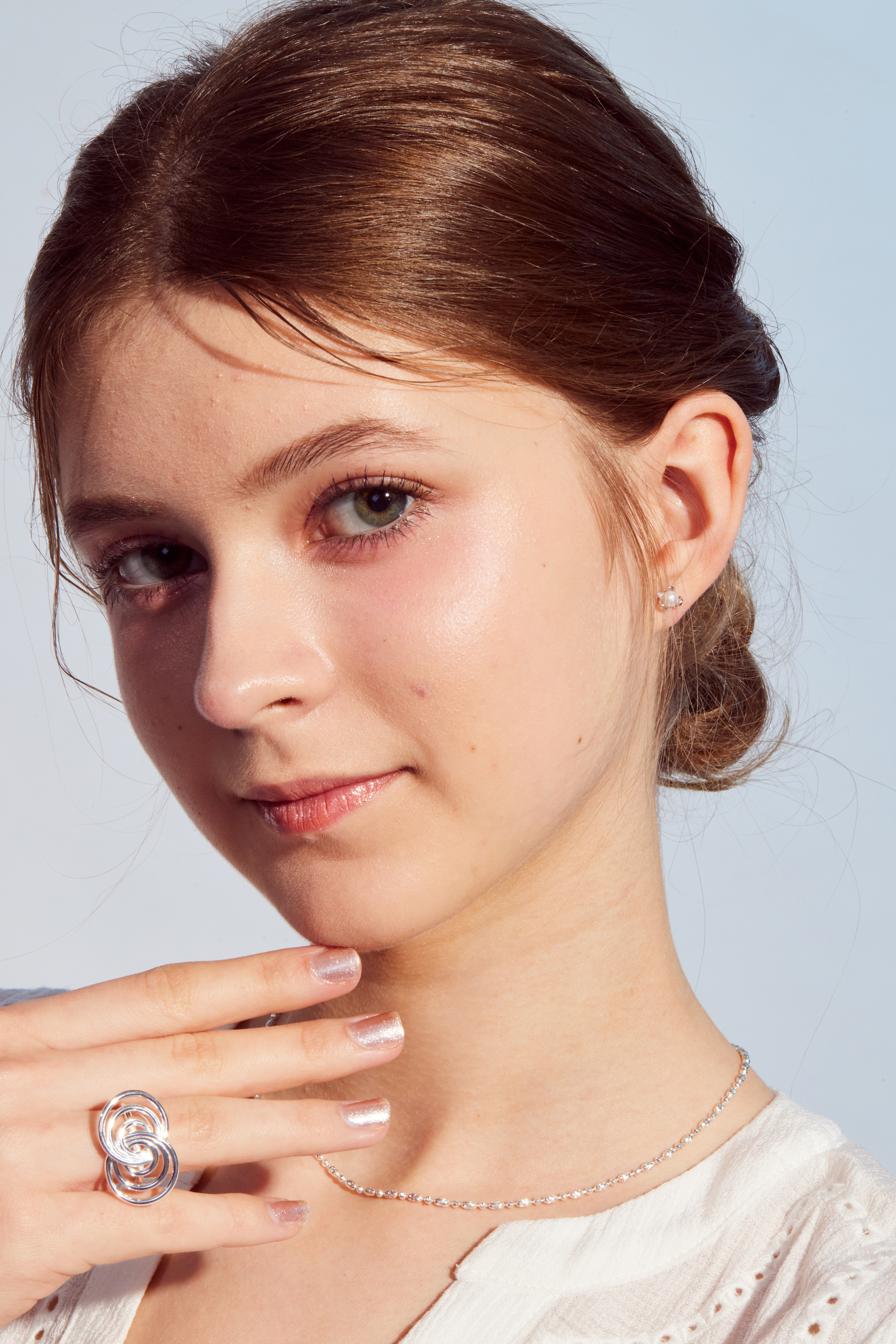 E2003 | 純銀小花淡水珍珠耳環