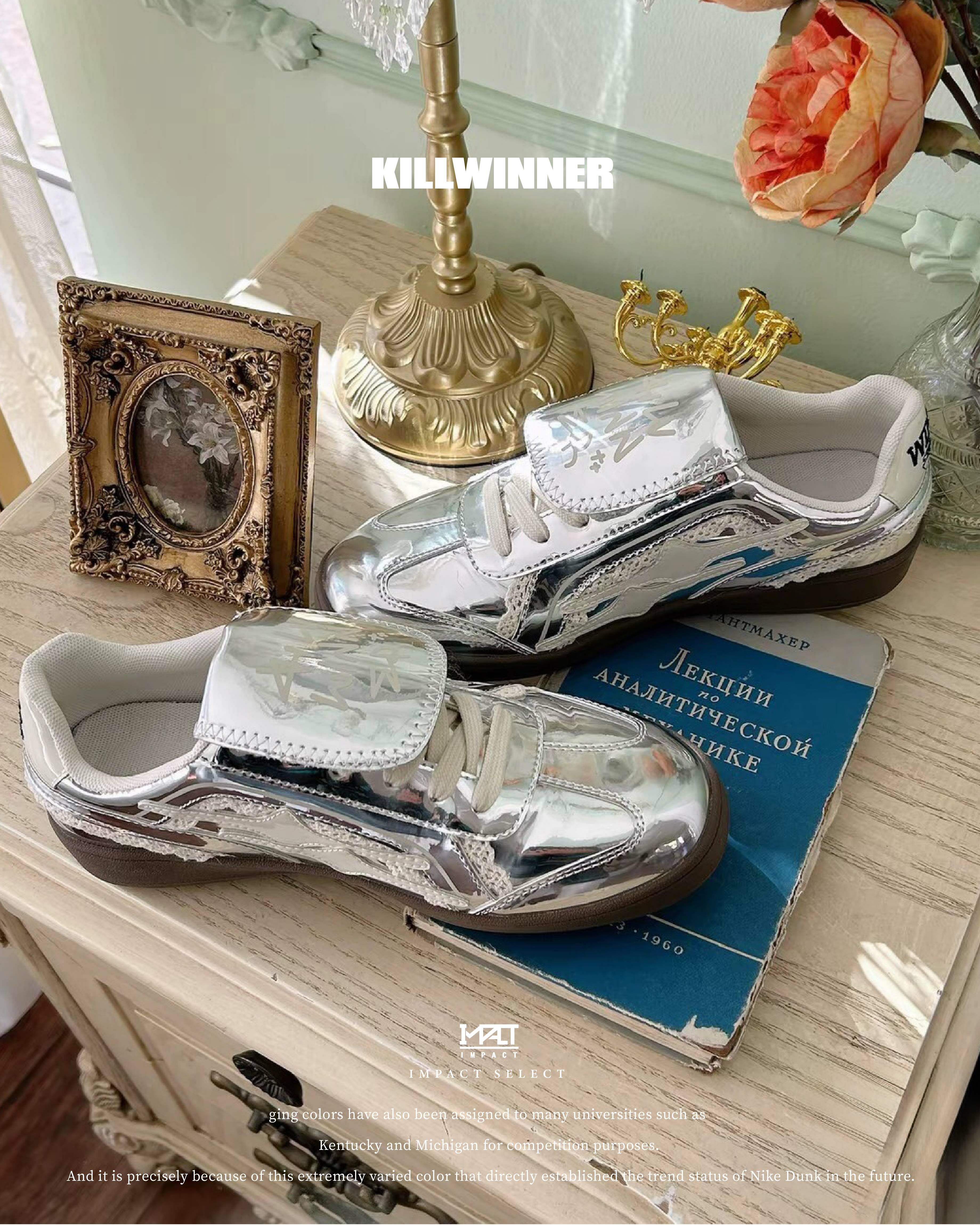 【限量300雙!!】Killwinner 德訓鞋 鏡面銀 金屬銀 大鞋舌 芭蕾風 休閒鞋 KWDX23110535