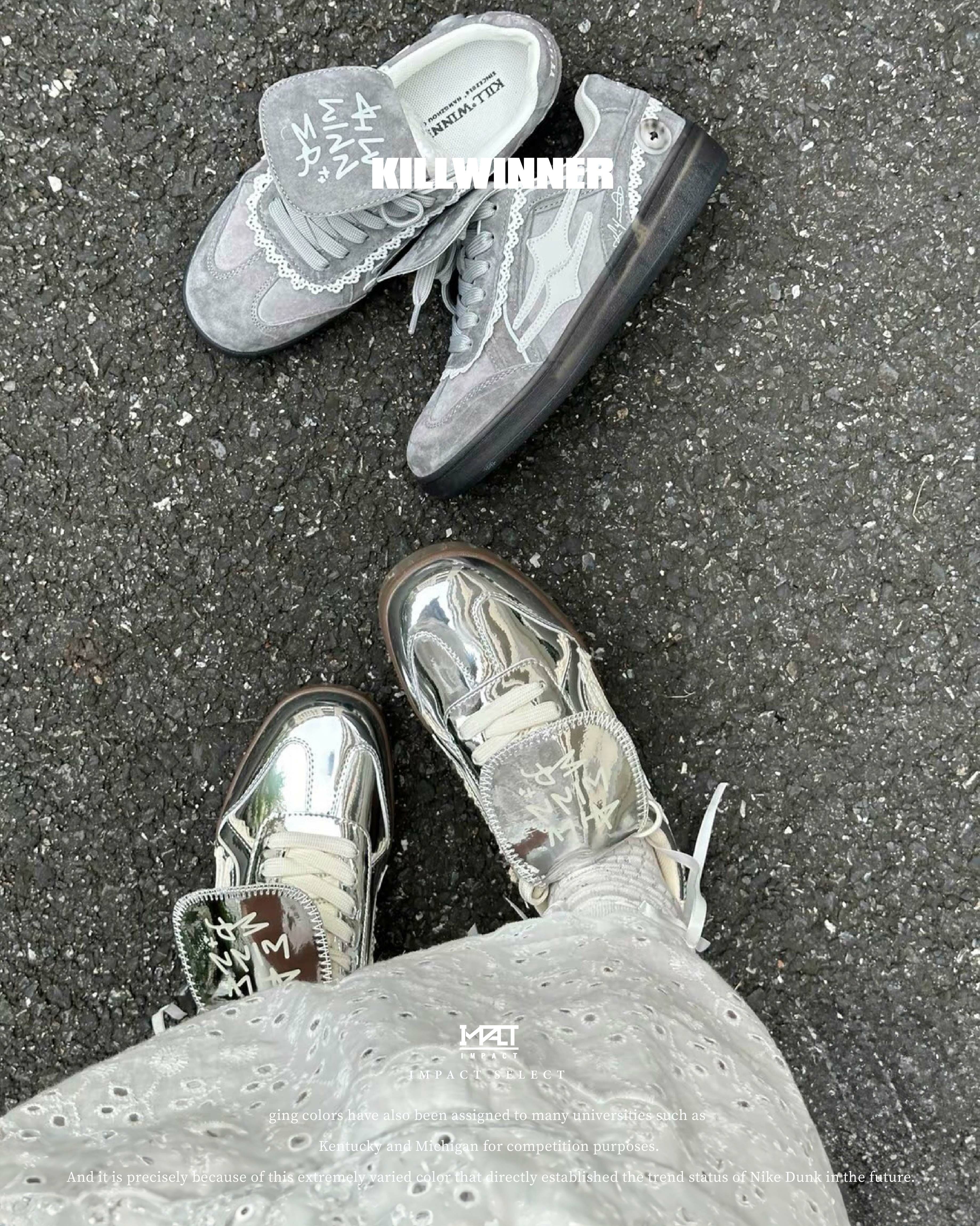 【限量300雙!!】Killwinner 德訓鞋 鏡面銀 金屬銀 大鞋舌 芭蕾風 休閒鞋 KWDX23110535