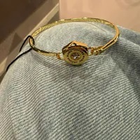 [S] MARC JACOBS GOLD/CRYSTAL 4S5JBR001J01-722 LOGO LETTERING WITH STONE BANGLE, 196611287012 (SMJ469)