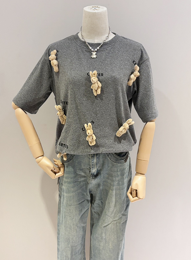 25SS立體兔兔玩偶五分袖上衣-一色實拍