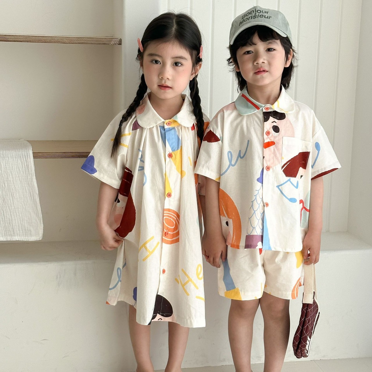 彩色塗鴉短袖套裝