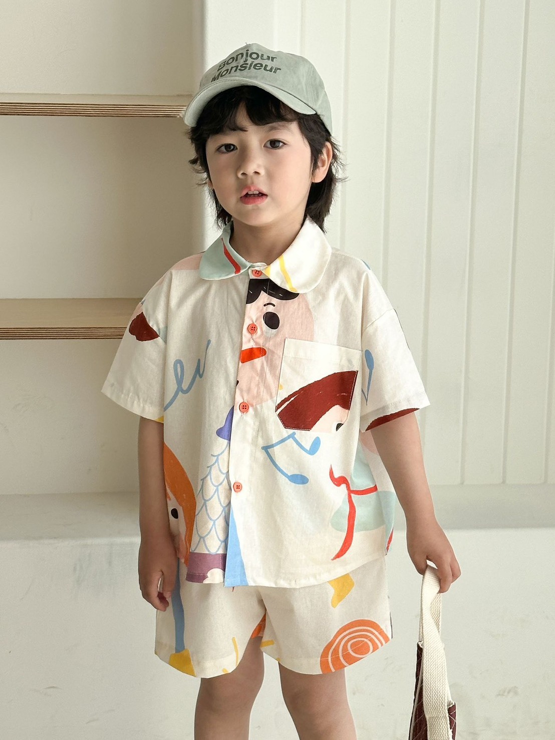 彩色塗鴉短袖套裝