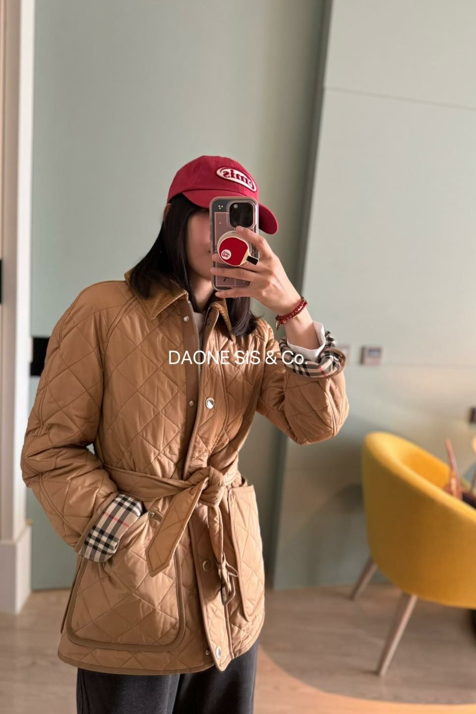 Burberry 蜂蜜金束腰長版外套（腰帶可拆） XS