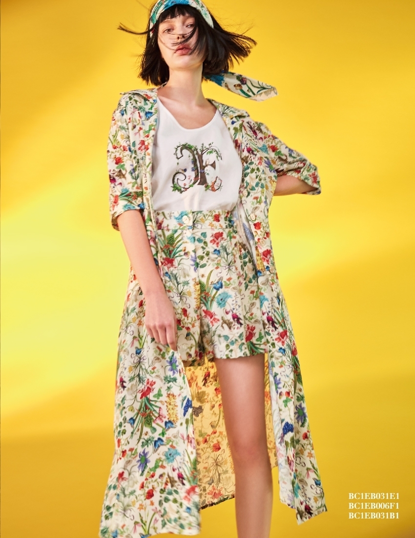 BC1EB031B1 異國花園田園印花短褲