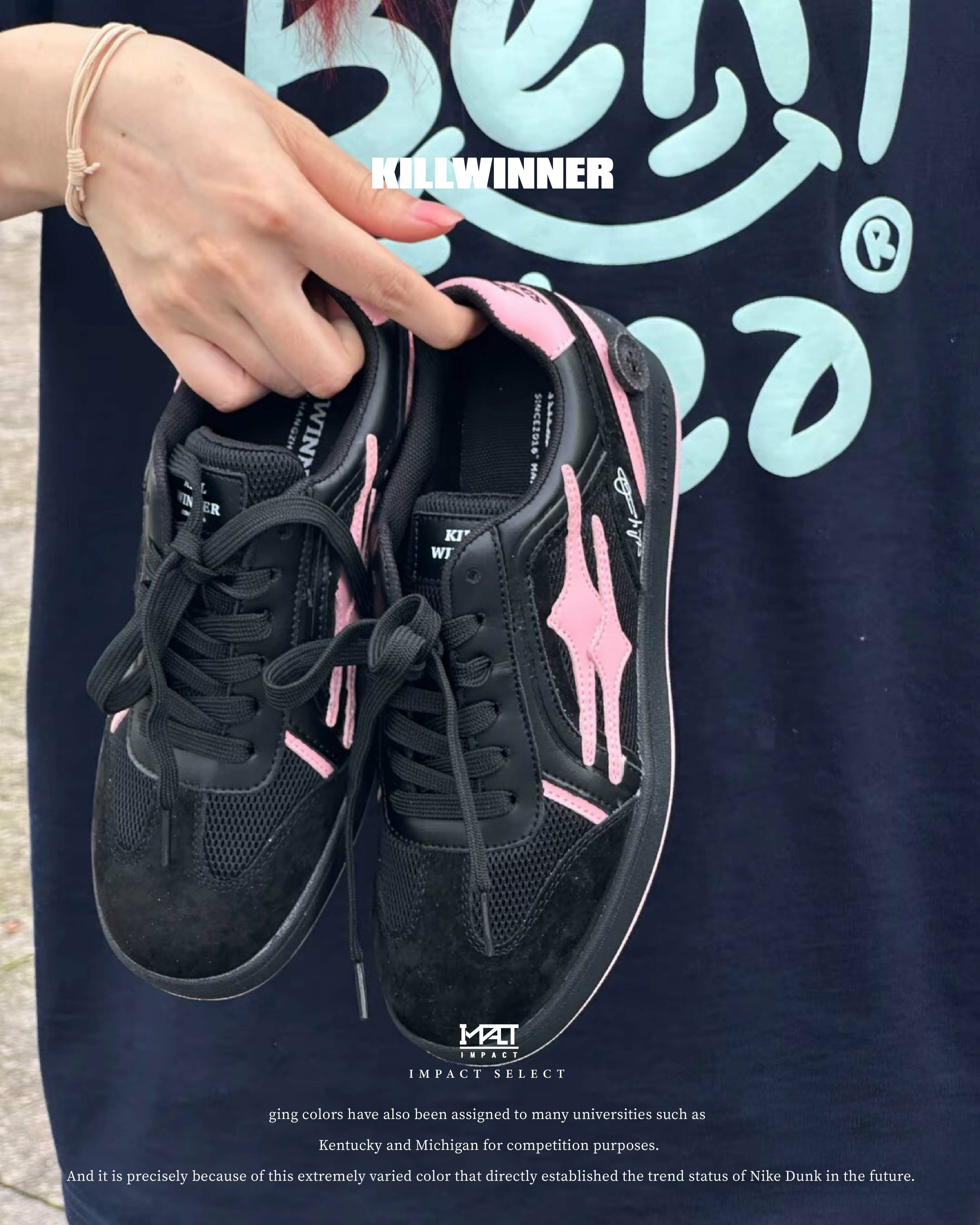 Killwinner 芭蕾風 德訓鞋 黑粉色 麂皮 KWDX240505