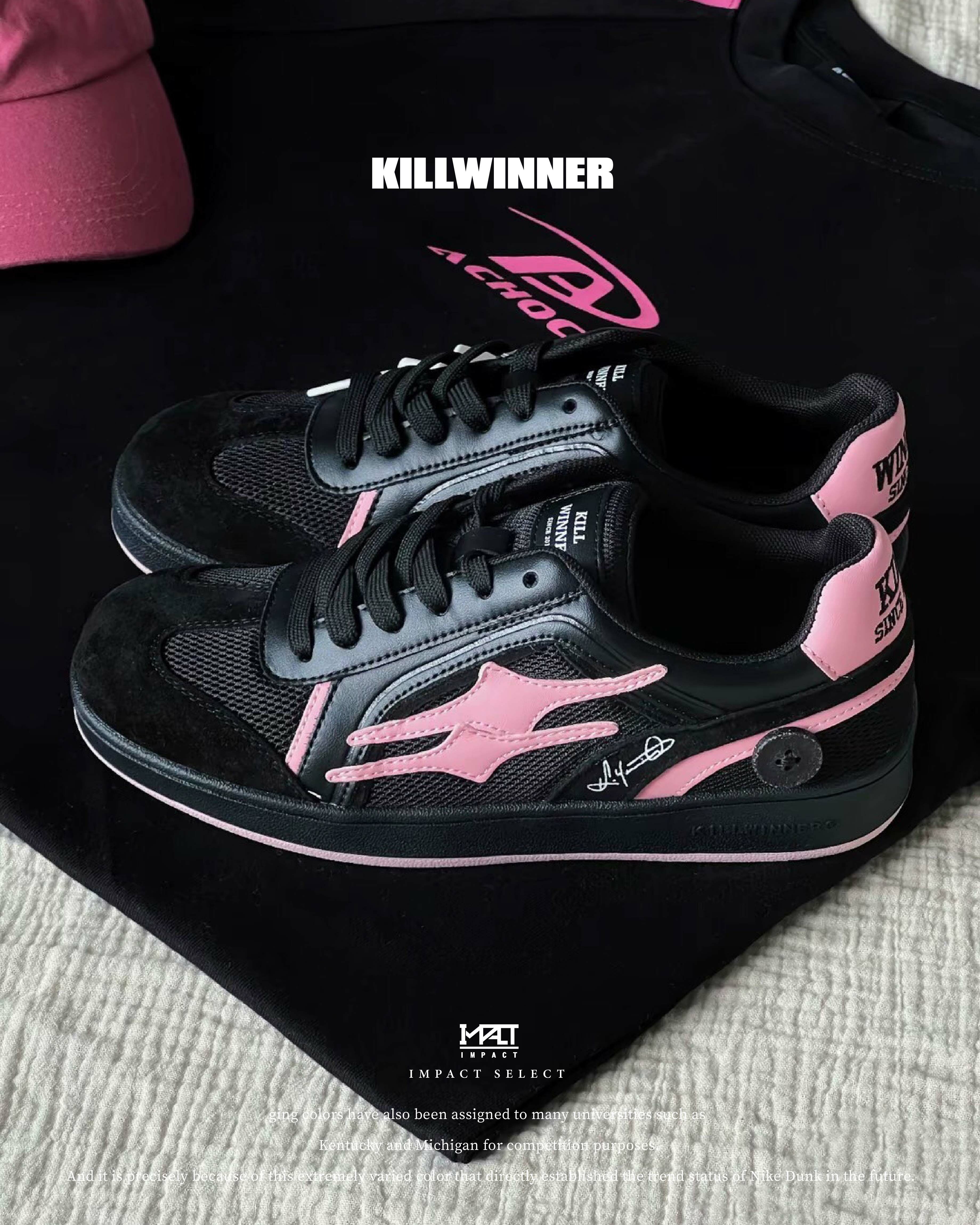 Killwinner 芭蕾風 德訓鞋 黑粉色 麂皮 KWDX240505