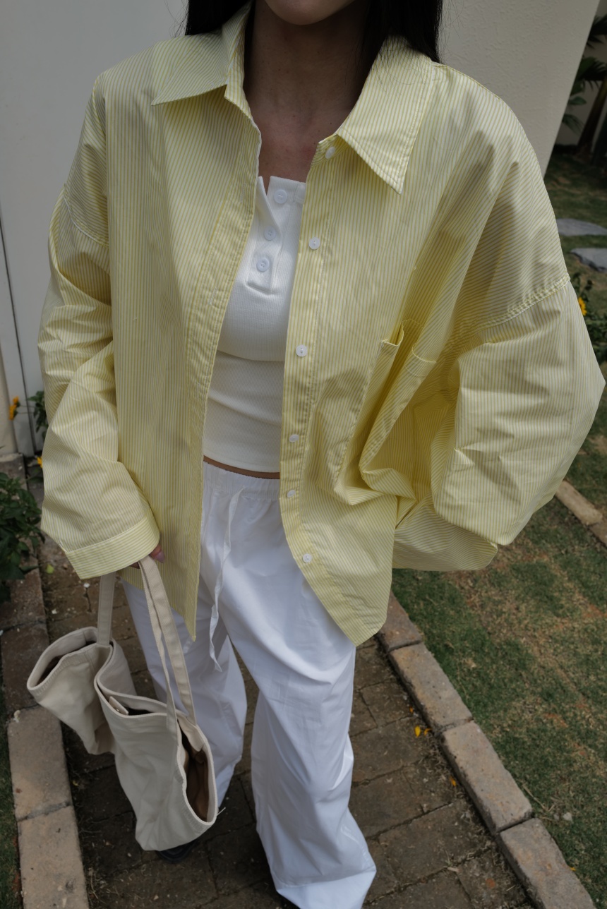 Over Size細條紋男友大襯衫*3色