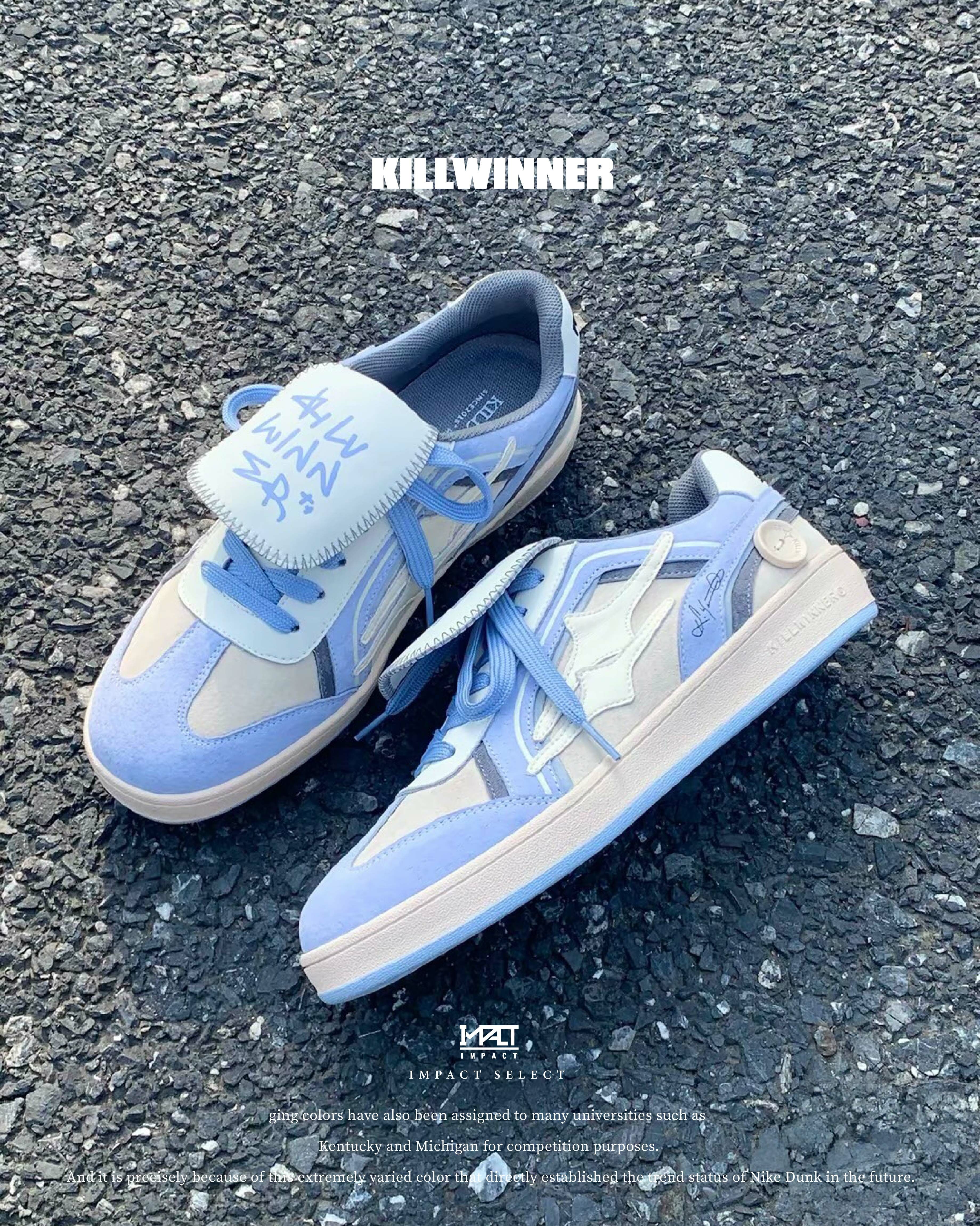 Killwinner 芭蕾風德訓鞋 奶白 天空藍 麂皮 大鞋舌 清新藍 KWDX240104