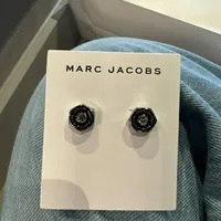 [S] MARC JACOBS SILVER/BLACK 4S5JER00IJ24-047 OCTAGON WITH STONE STUD EARRINGS, 196611286848 (SMJ474)