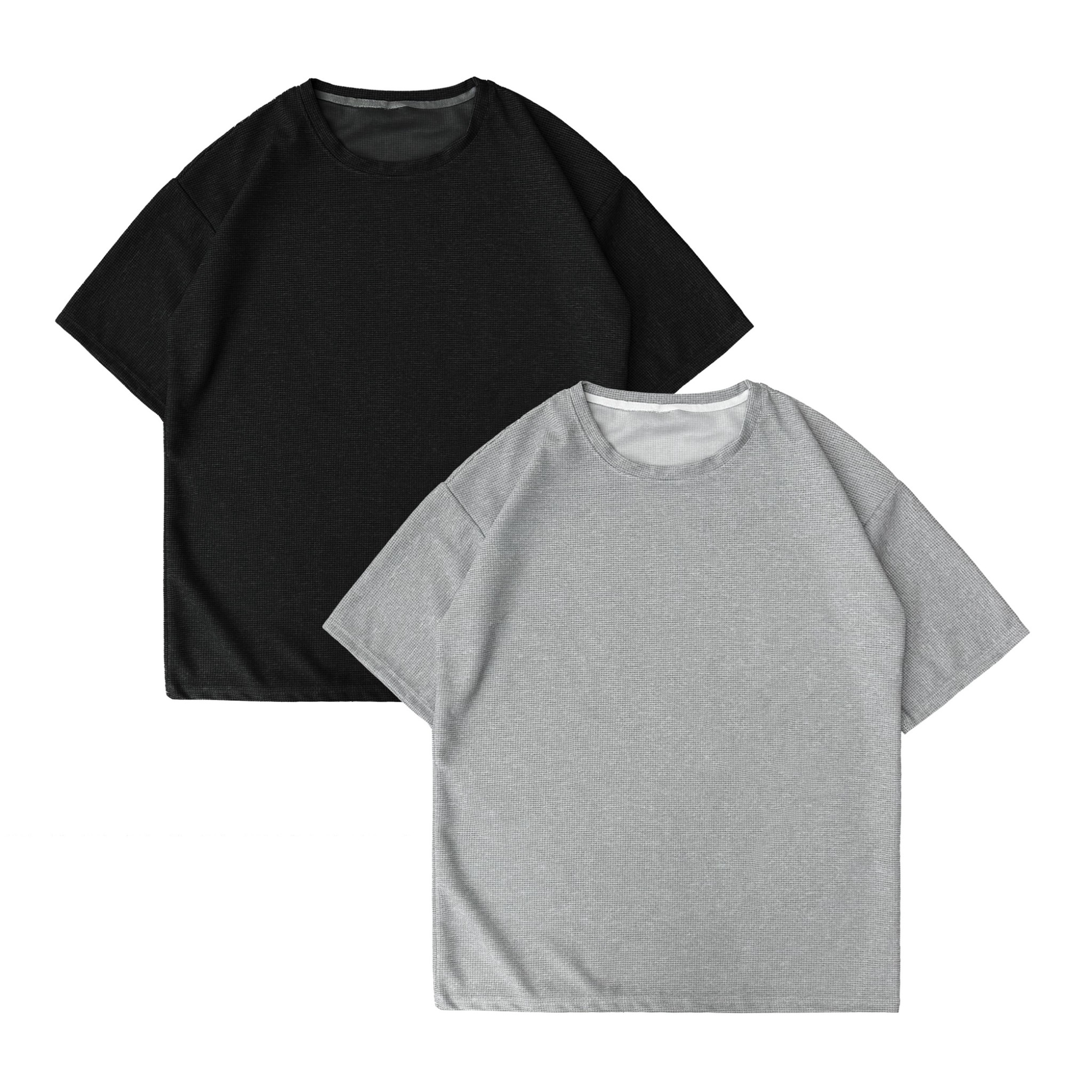 華夫格紋2色短T