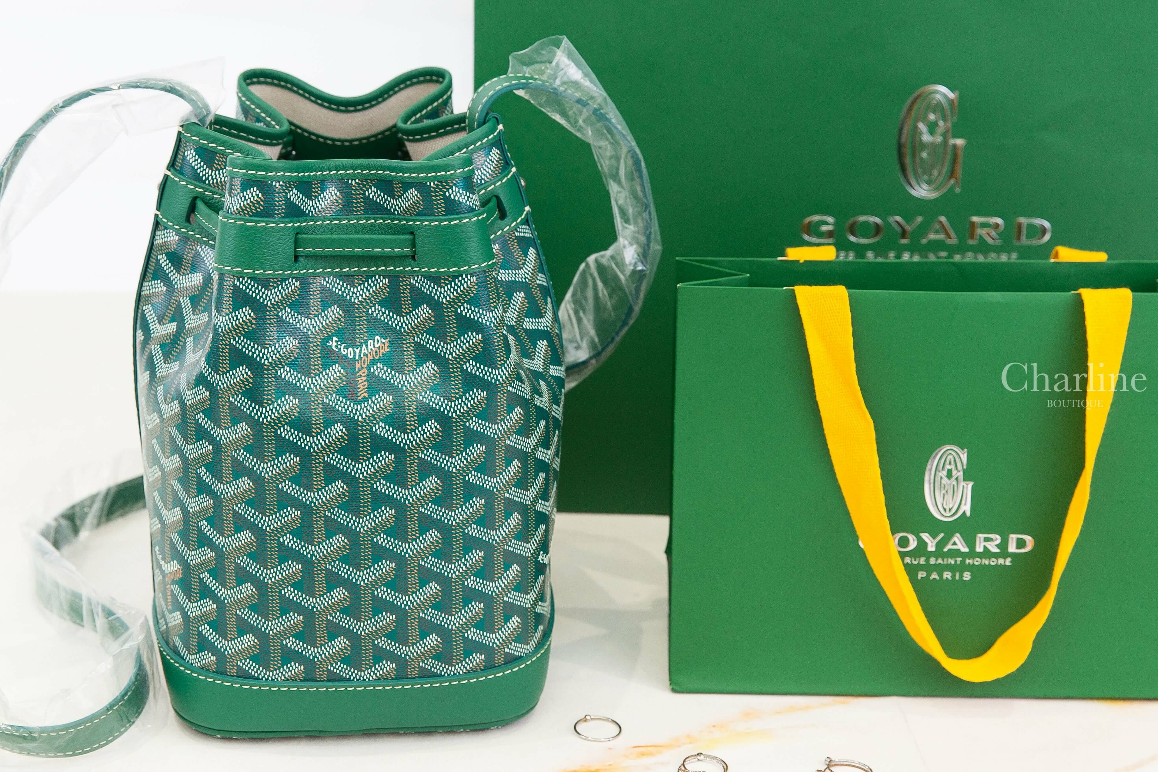 Goyard Petit Flot Bucket Bag 綠色帆布小牛皮同色肩帶水桶肩背包-Charline Boutique 精品代購