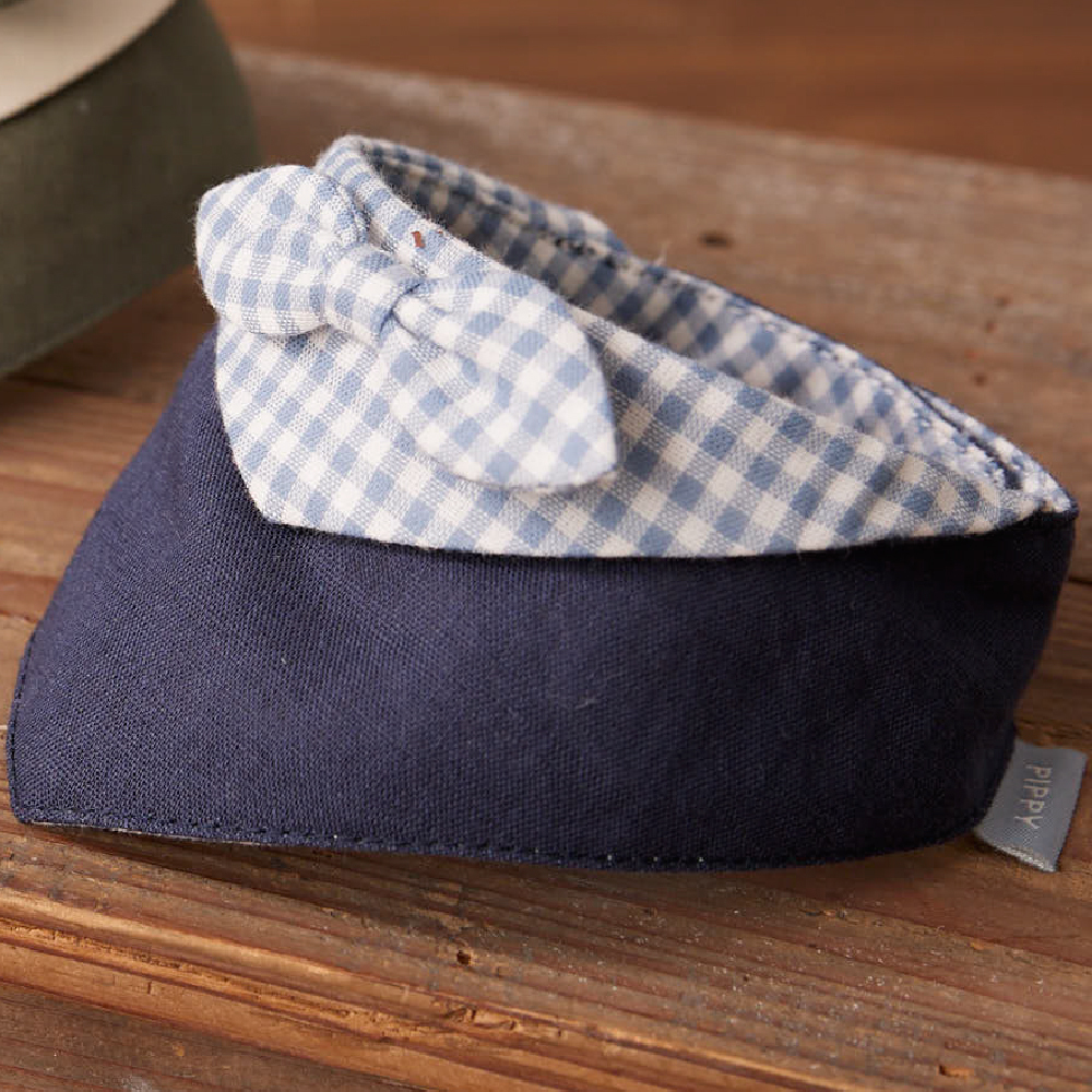 <寵物商品>  PIPPY雙色拼接小型寵物蝴蝶結領巾  藍