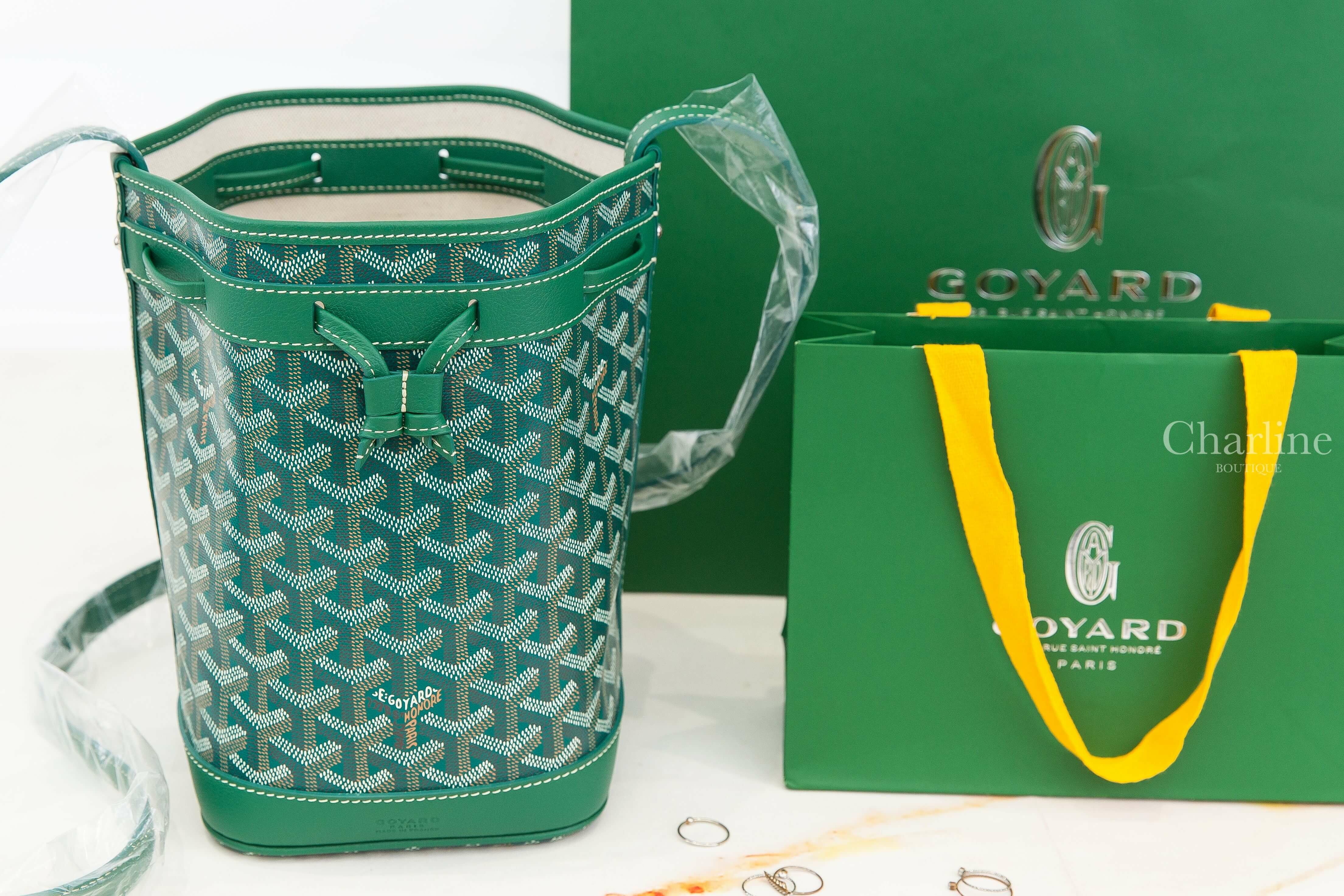 Goyard Petit Flot Bucket Bag 綠色帆布小牛皮同色肩帶水桶肩背包-Charline Boutique 精品代購